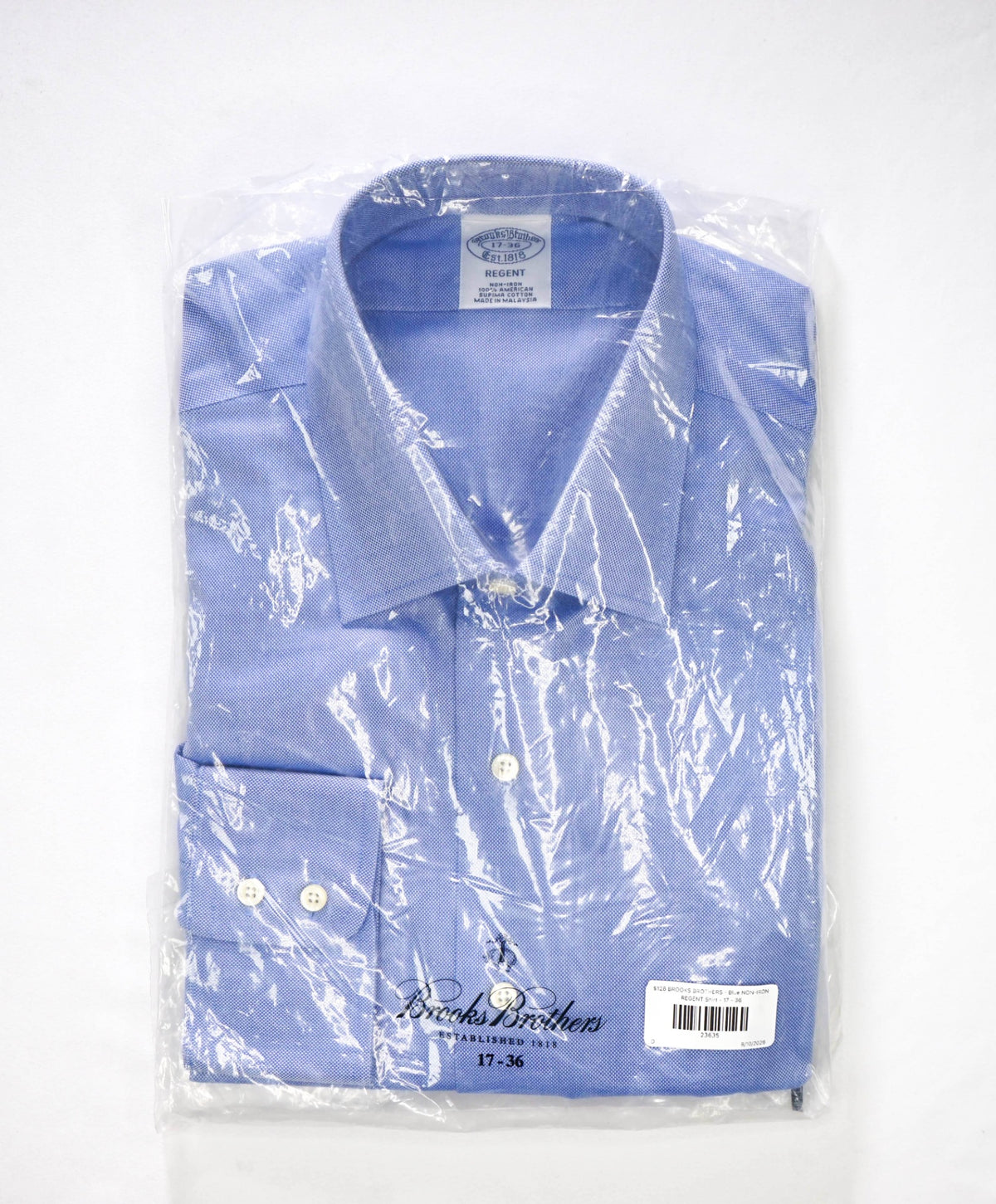 $128 BROOKS BROTHERS - Blue NON-IRON REGENT Shirt - 17 - 36