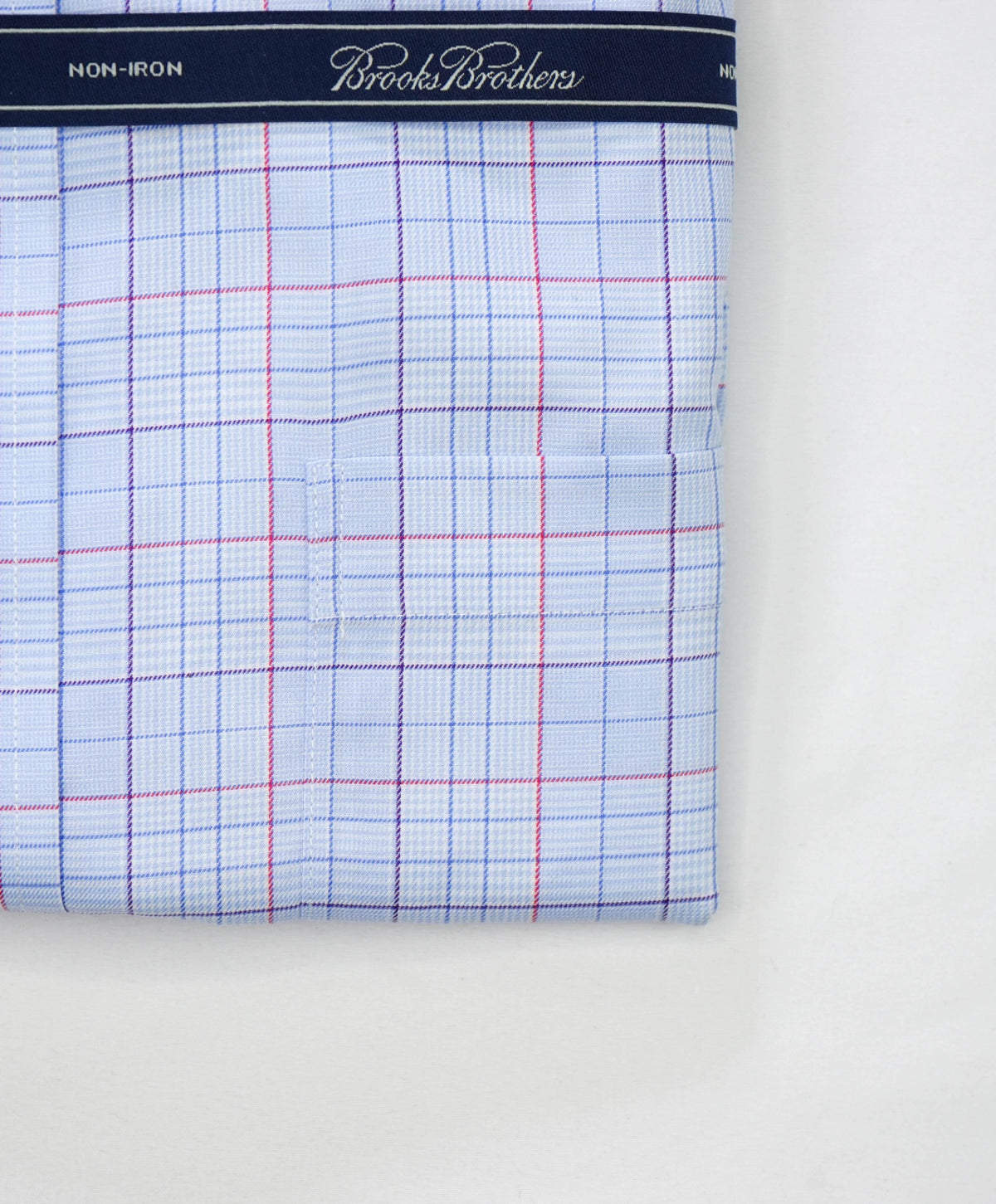 $128 BROOKS BROTHERS - Blue Plaid NON-IRON Shirt - 17 - 34