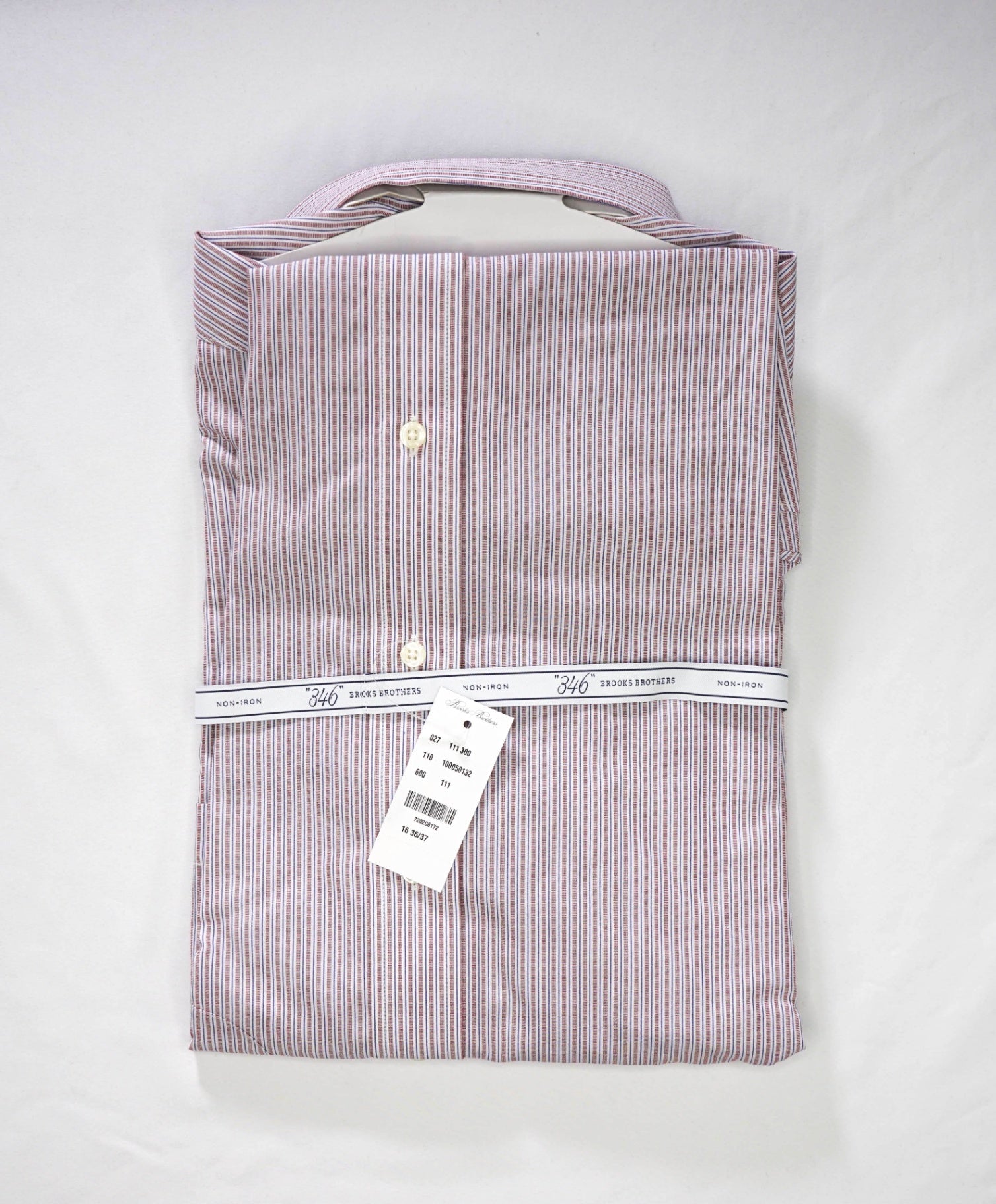 $128 BROOKS BROTHERS - Red/Blue Stripe NON-IRON "346" EXTRA SLIM FIT Shirt - 16 - 36/37