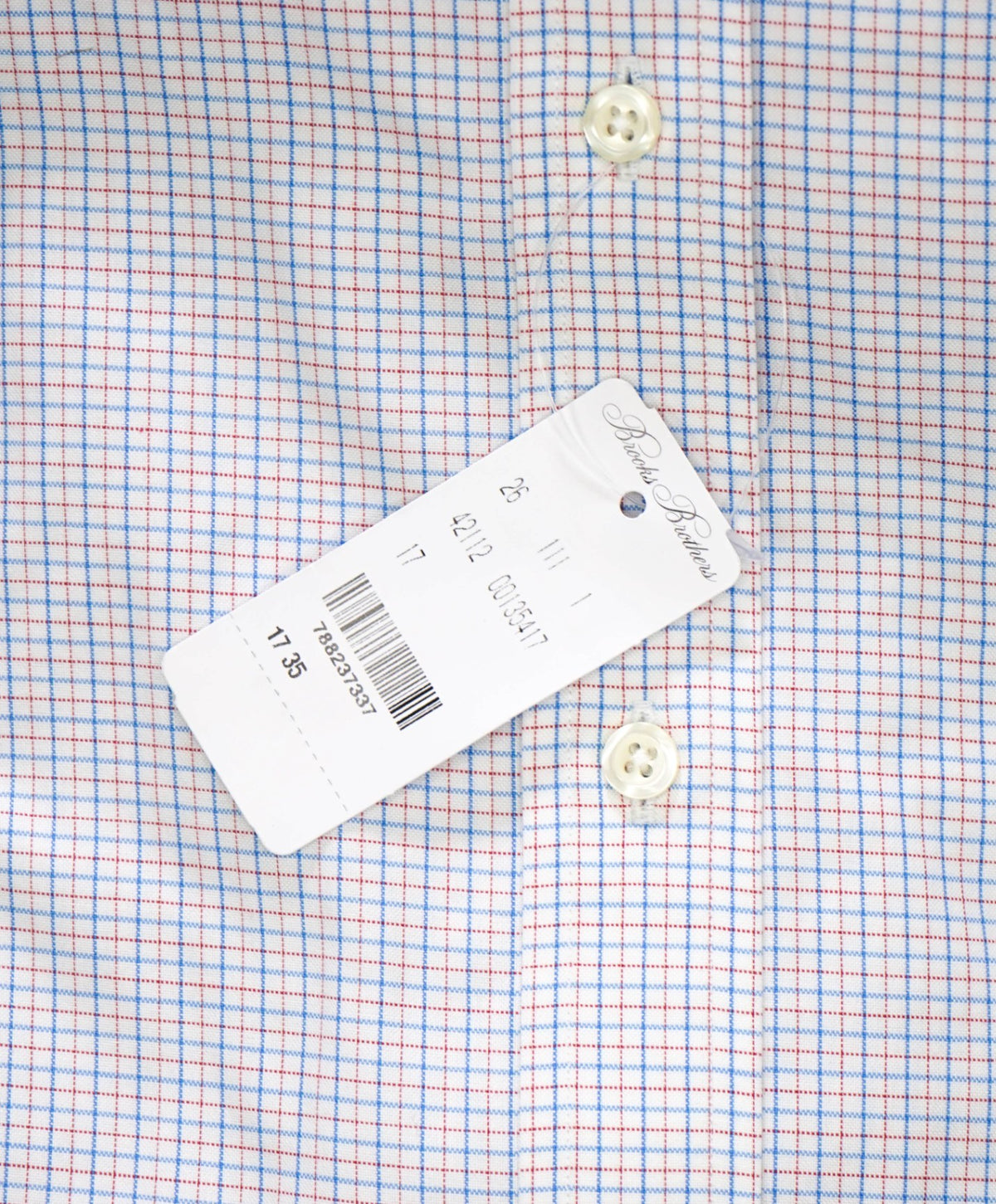 $128 BROOKS BROTHERS - Blue/Red Plaid NON-IRON REGENT Shirt - 17 - 35