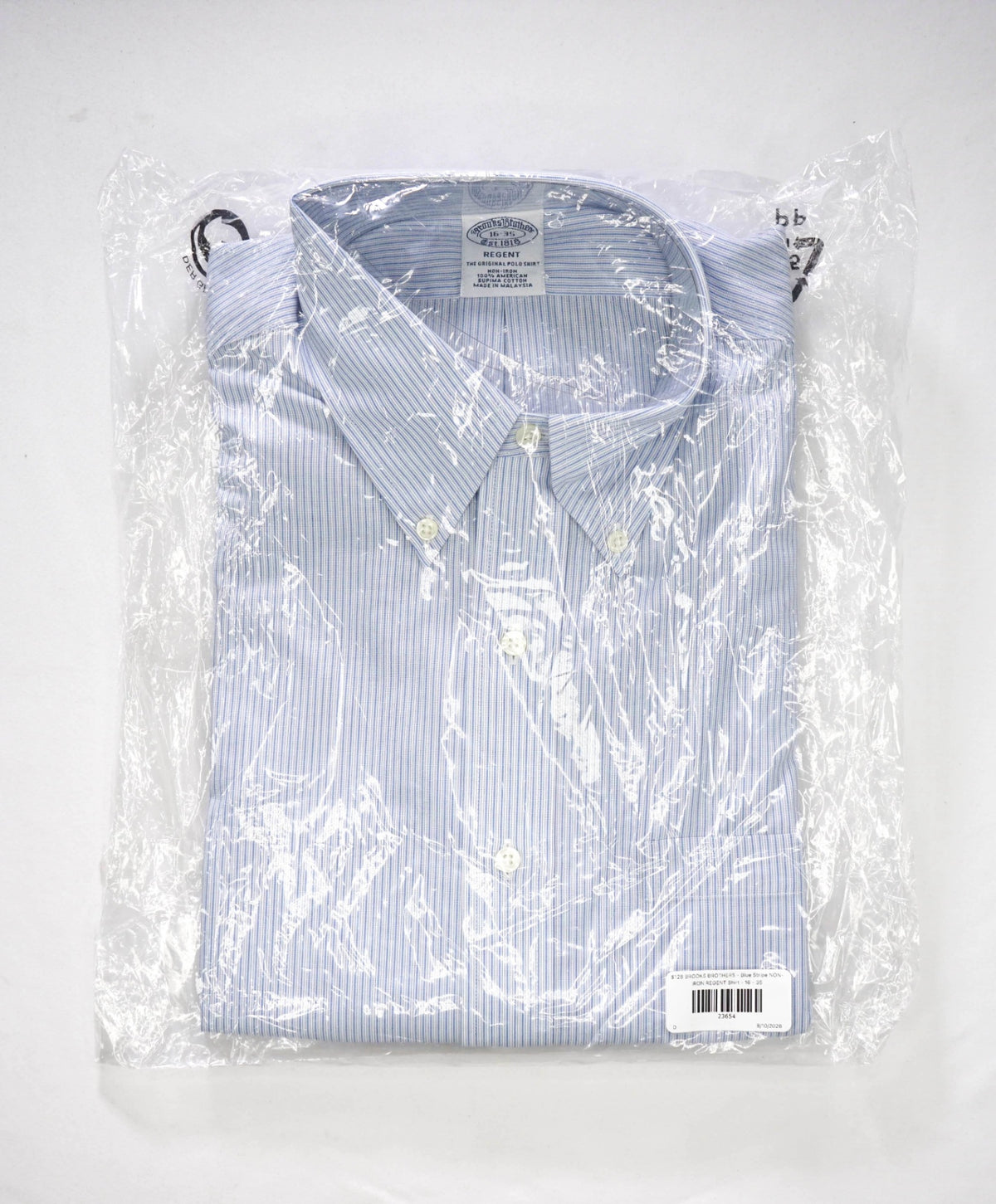 $128 BROOKS BROTHERS - Blue Stripe NON-IRON REGENT Shirt - 16 - 35