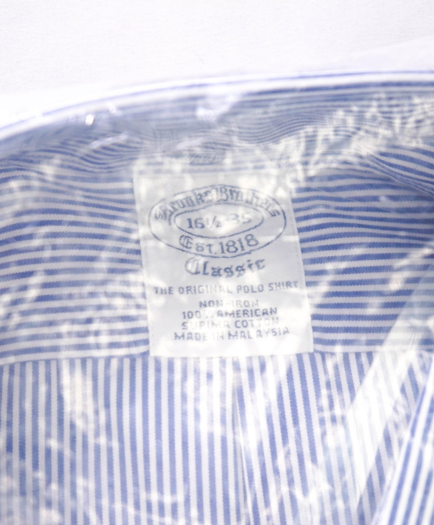 $128 BROOKS BROTHERS - Blue Stripe NON-IRON CLASSIC Shirt - 16.5 - 35