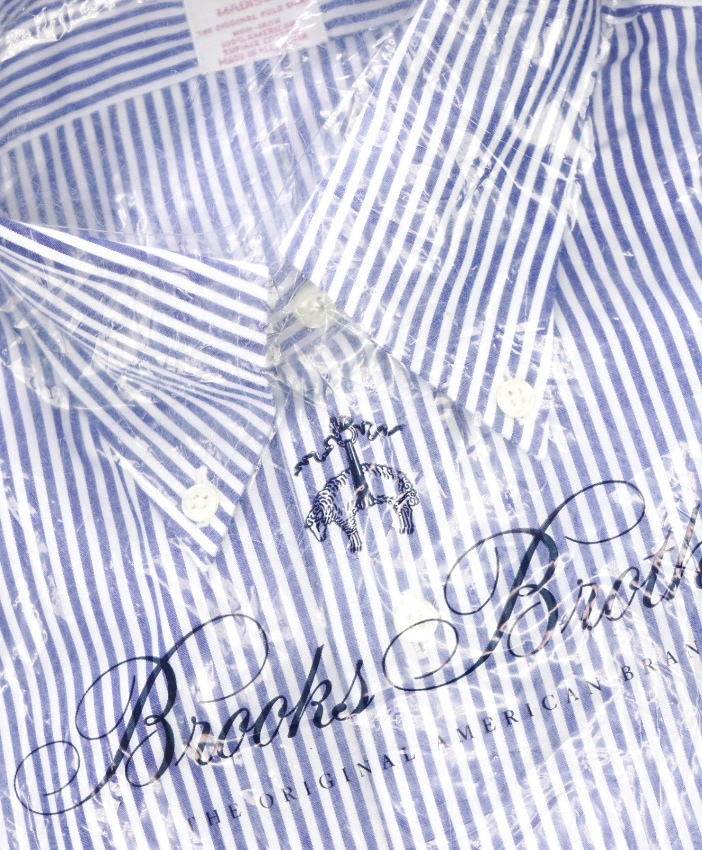 $128 BROOKS BROTHERS - Blue Stripe NON-IRON MADISON Shirt - 16.5 - 36