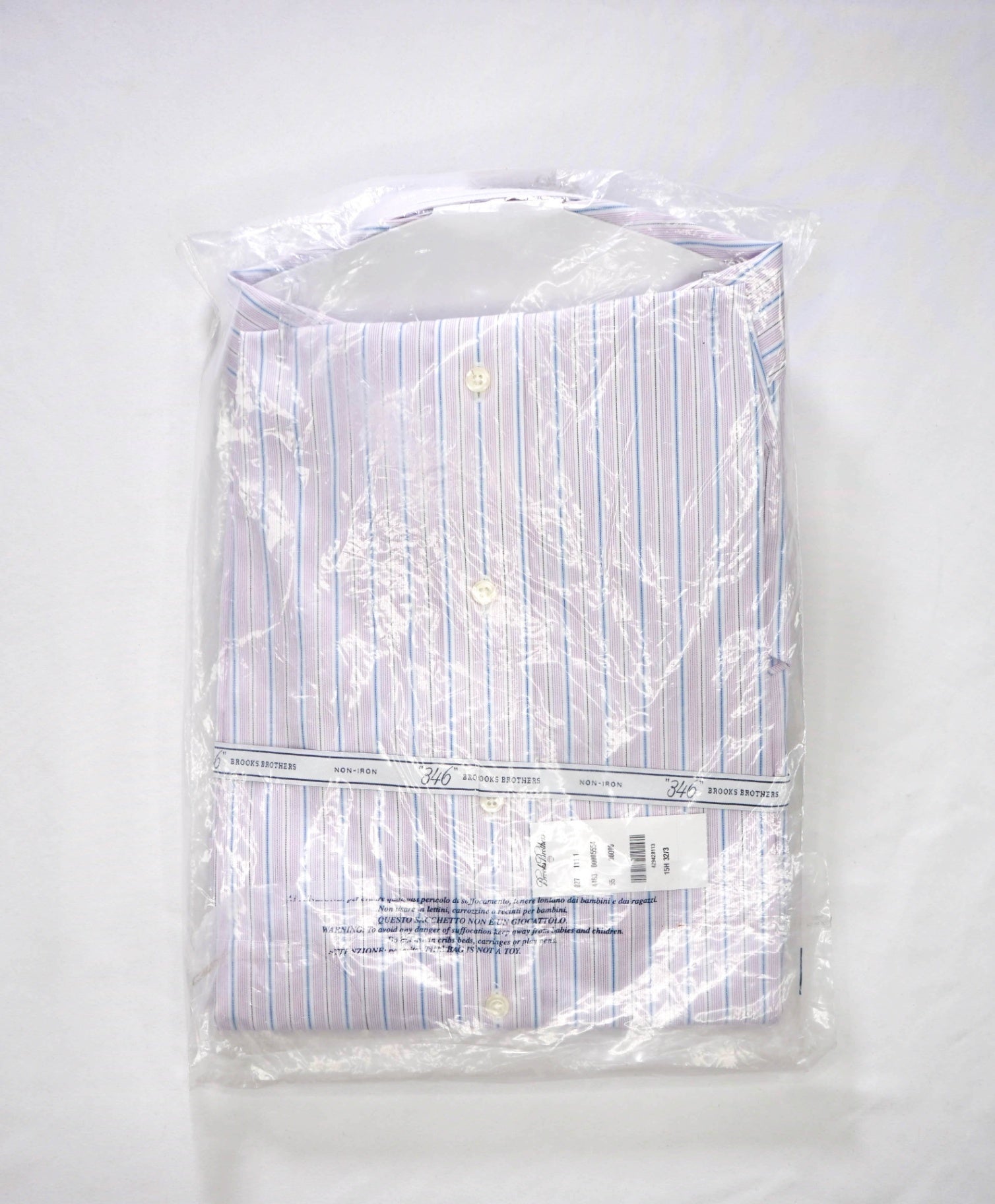 $128 BROOKS BROTHERS - Purple/Blue Stripe NON-IRON "346" SLIM FIT Shirt - 15.5 - 32/33