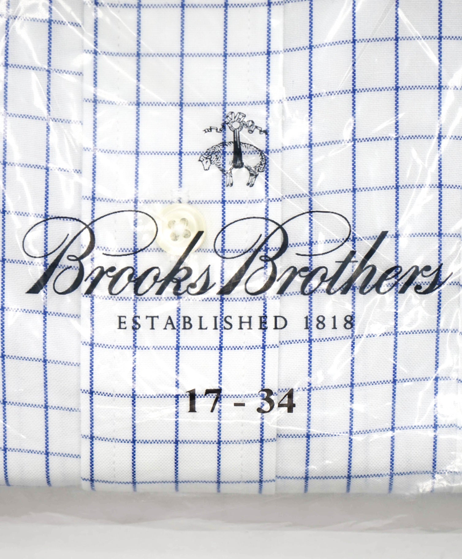 $128 BROOKS BROTHERS - Blue Check NON-IRON MADISON Shirt - 17 - 34