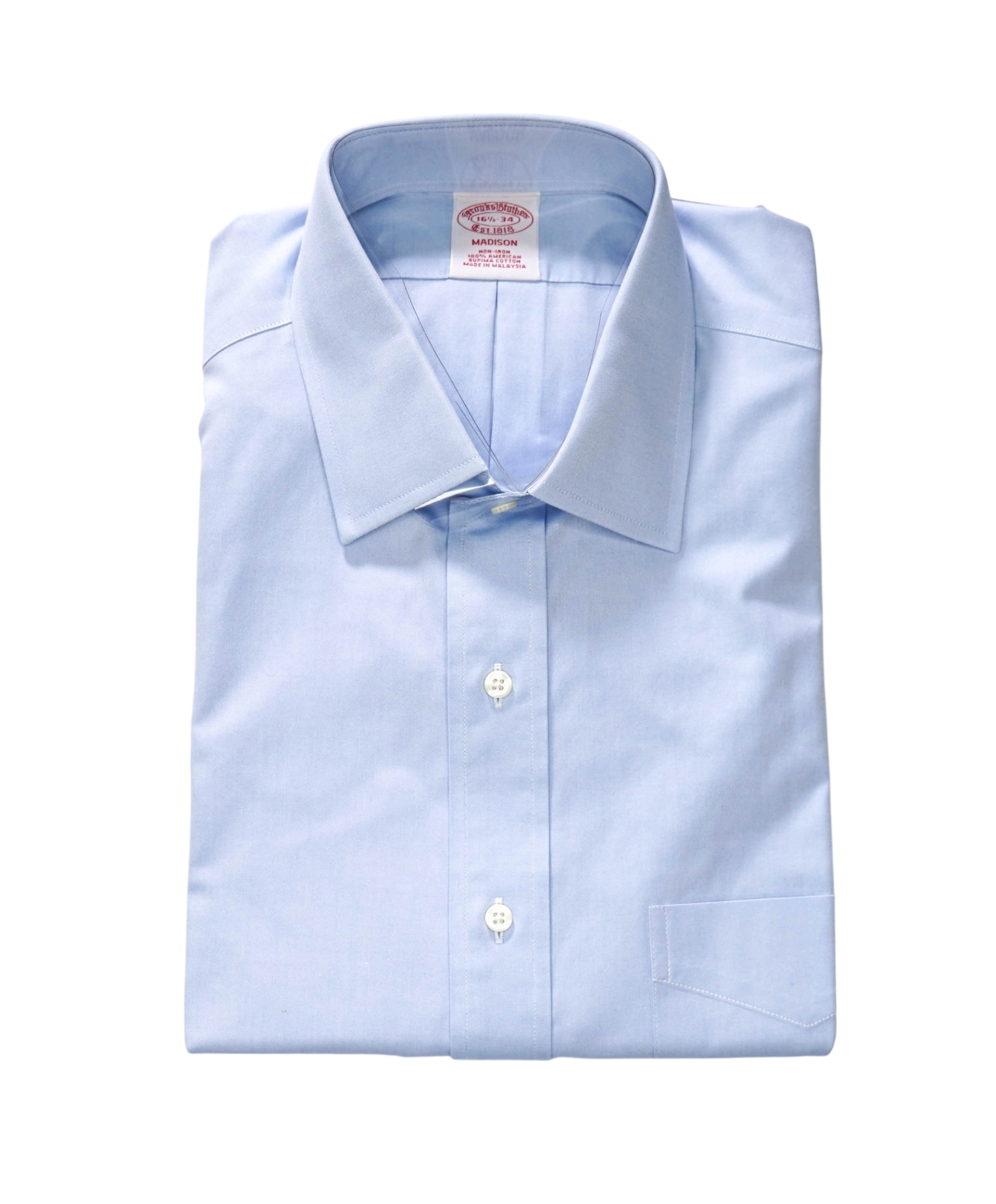 $128 BROOKS BROTHERS - Blue NON-IRON MADISON Shirt - 16.5 - 34