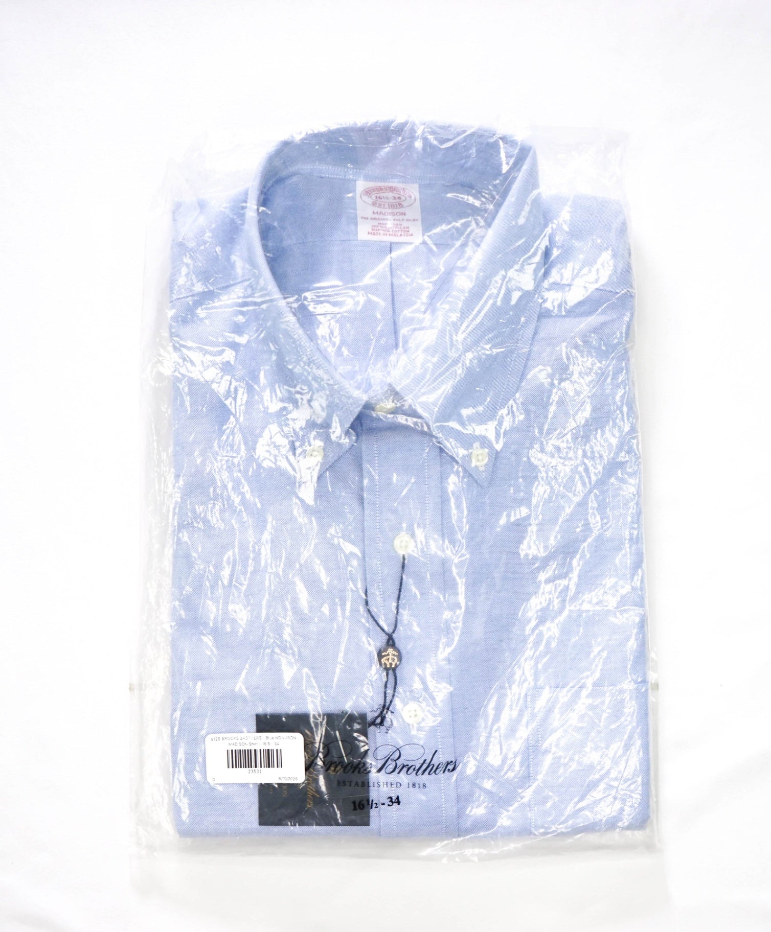 $128 BROOKS BROTHERS - Blue NON-IRON MADISON Shirt - 16.5 - 34