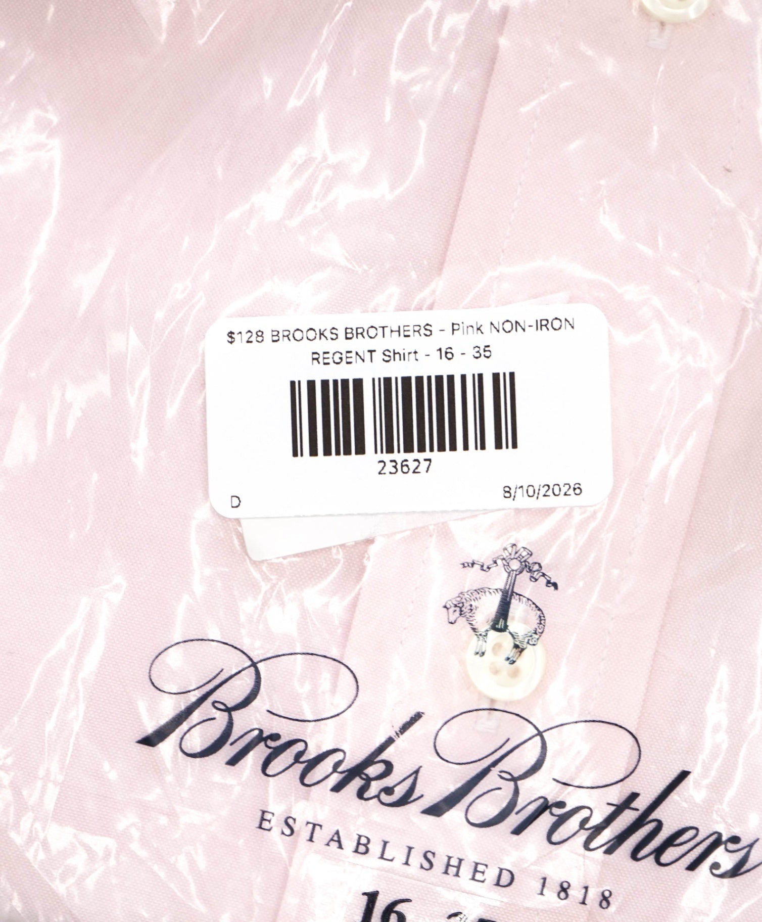 $128 BROOKS BROTHERS - Pink NON-IRON REGENT Shirt - 16 - 35