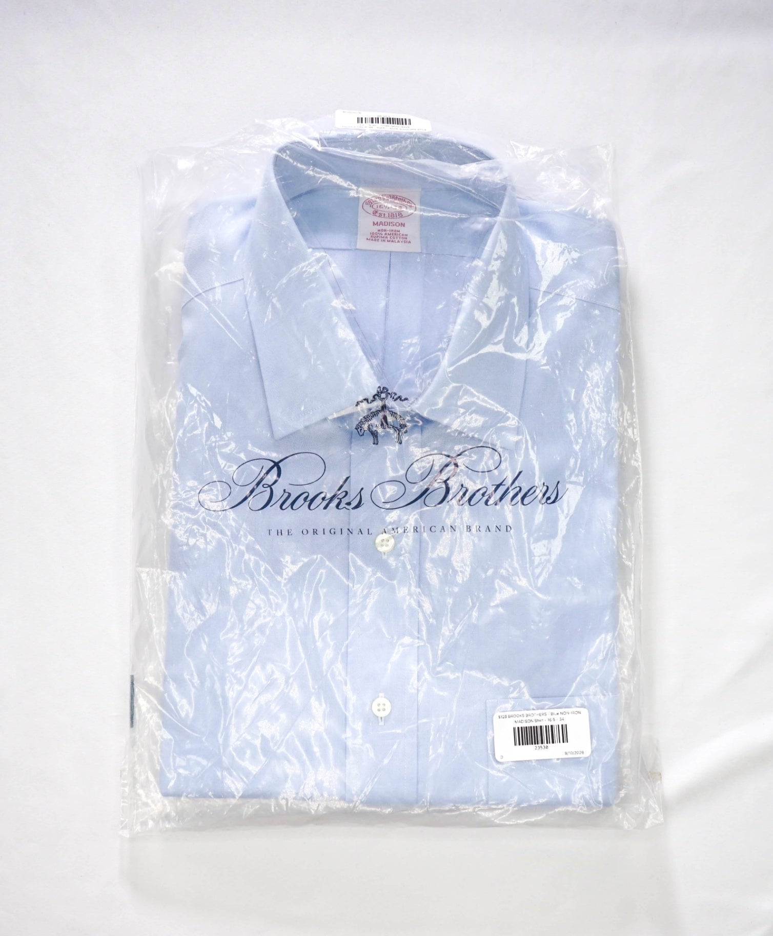$128 BROOKS BROTHERS - Blue NON-IRON MADISON Shirt - 16.5 - 34