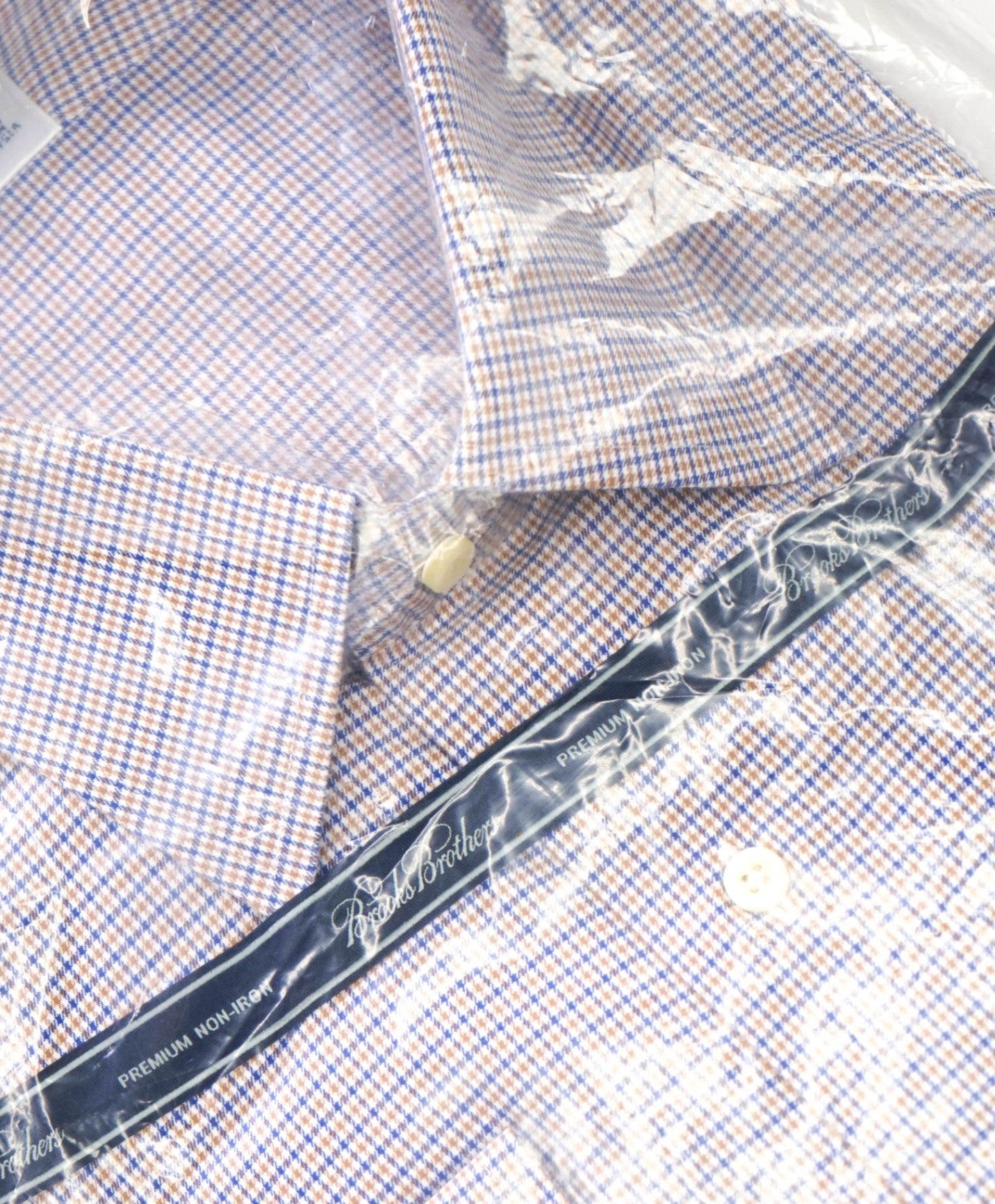 $128 BROOKS BROTHERS - Blue/Brown Check PREMIUM NON-IRON REGENT Shirt - 18 - 34