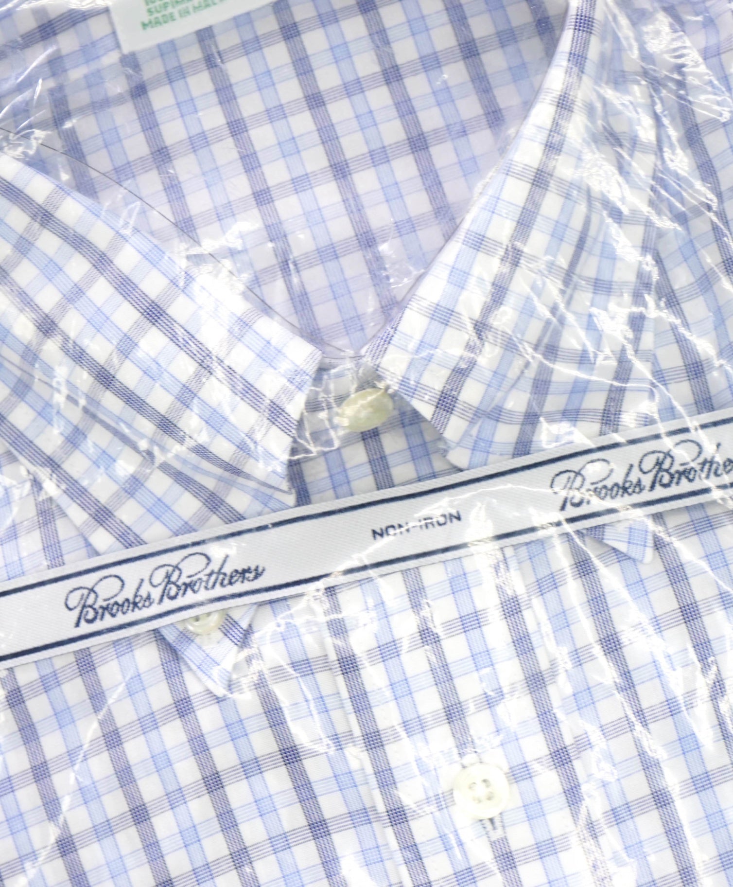 $128 BROOKS BROTHERS - Blue Plaid NON-IRON MILANO Shirt - 15.5 - 34