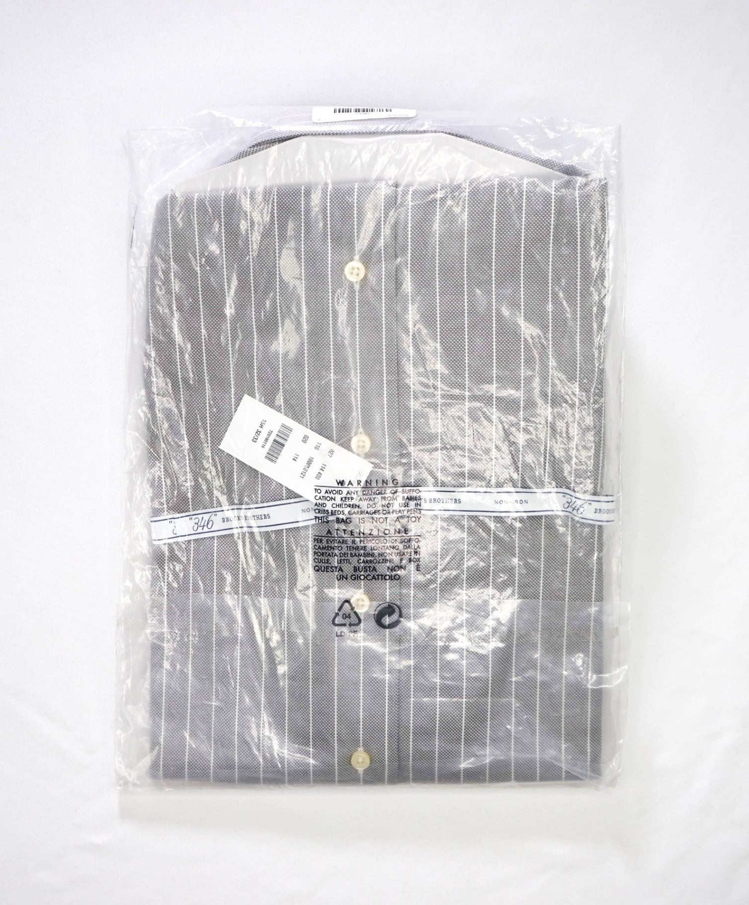 $128 BROOKS BROTHERS - Gray Stripe NON-IRON "346" EXTRA SLIM FIT Shirt - 15.5 - 32/33