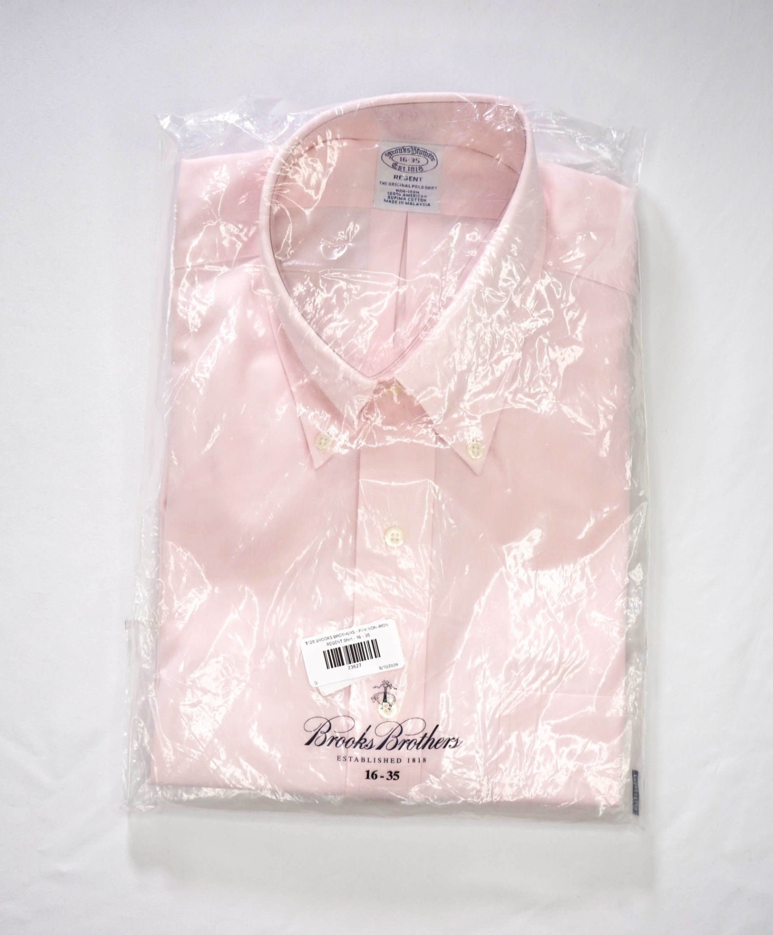 $128 BROOKS BROTHERS - Pink NON-IRON REGENT Shirt - 16 - 35