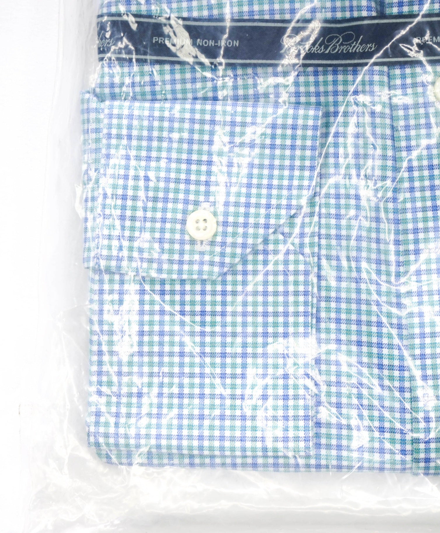 $128 BROOKS BROTHERS - Blue/Green Plaid PREMIUM NON-IRON REGENT Shirt - 17.5 - 36