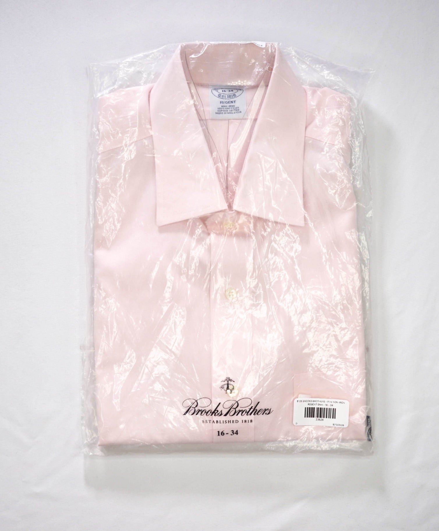 $128 BROOKS BROTHERS - Pink NON-IRON REGENT Shirt - 16 - 34