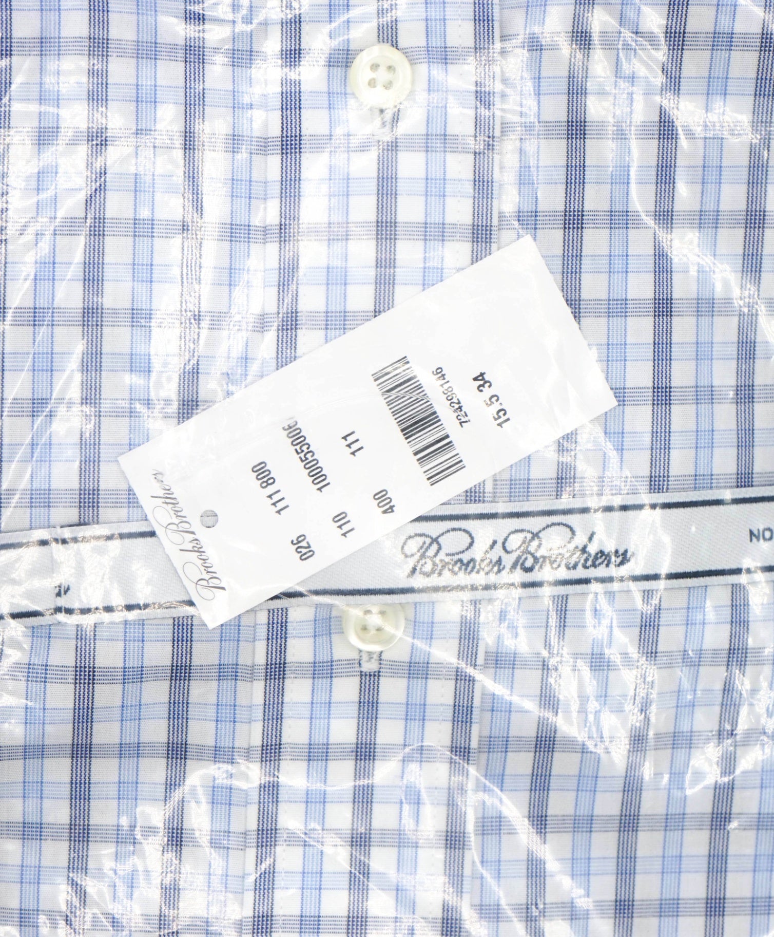 $128 BROOKS BROTHERS - Blue Plaid NON-IRON MILANO Shirt - 15.5 - 34