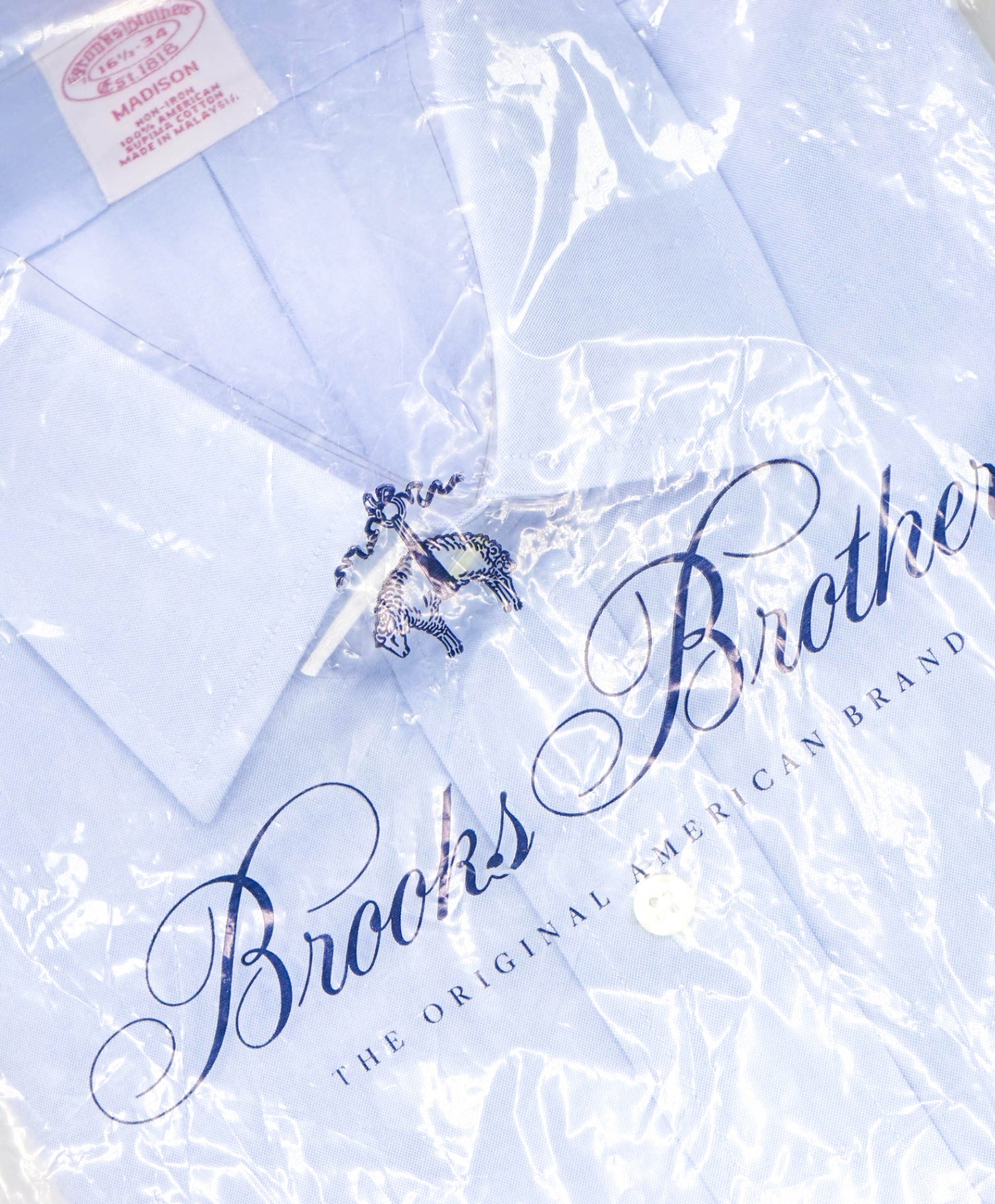 $128 BROOKS BROTHERS - Blue NON-IRON MADISON Shirt - 16.5 - 34