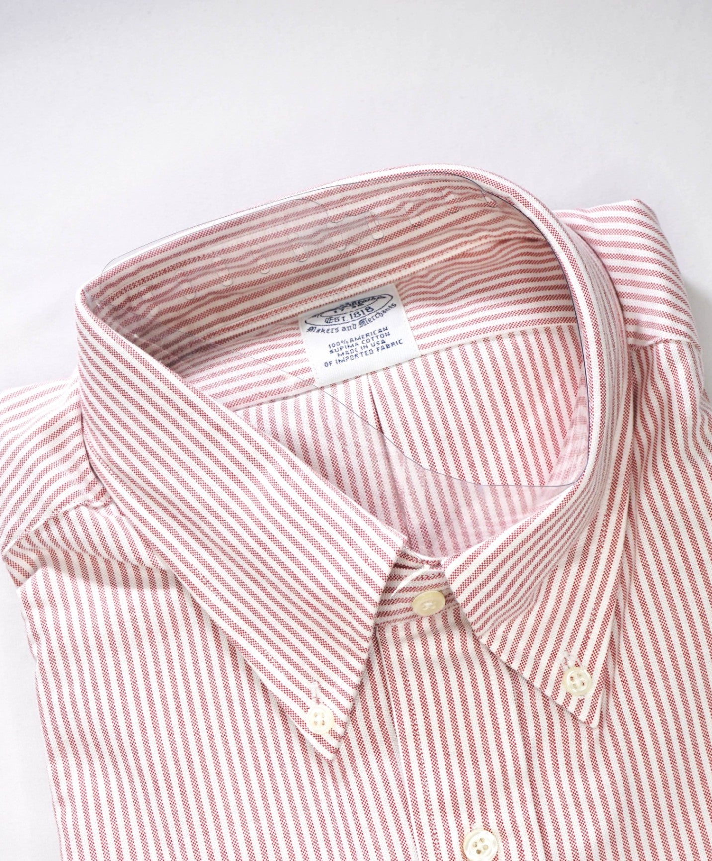 $198 BROOKS BROTHERS - Red Stripe MADE IN USA MAKERS AND MERCHANTS Shirt - 17 - 36