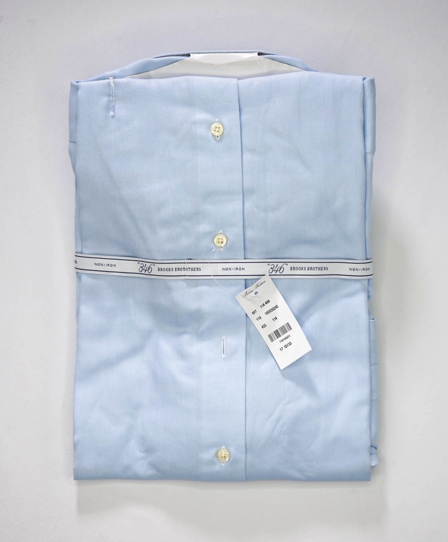 $128 BROOKS BROTHERS - Blue NON-IRON SLIM FIT "346" Shirt - 17 - 32/33
