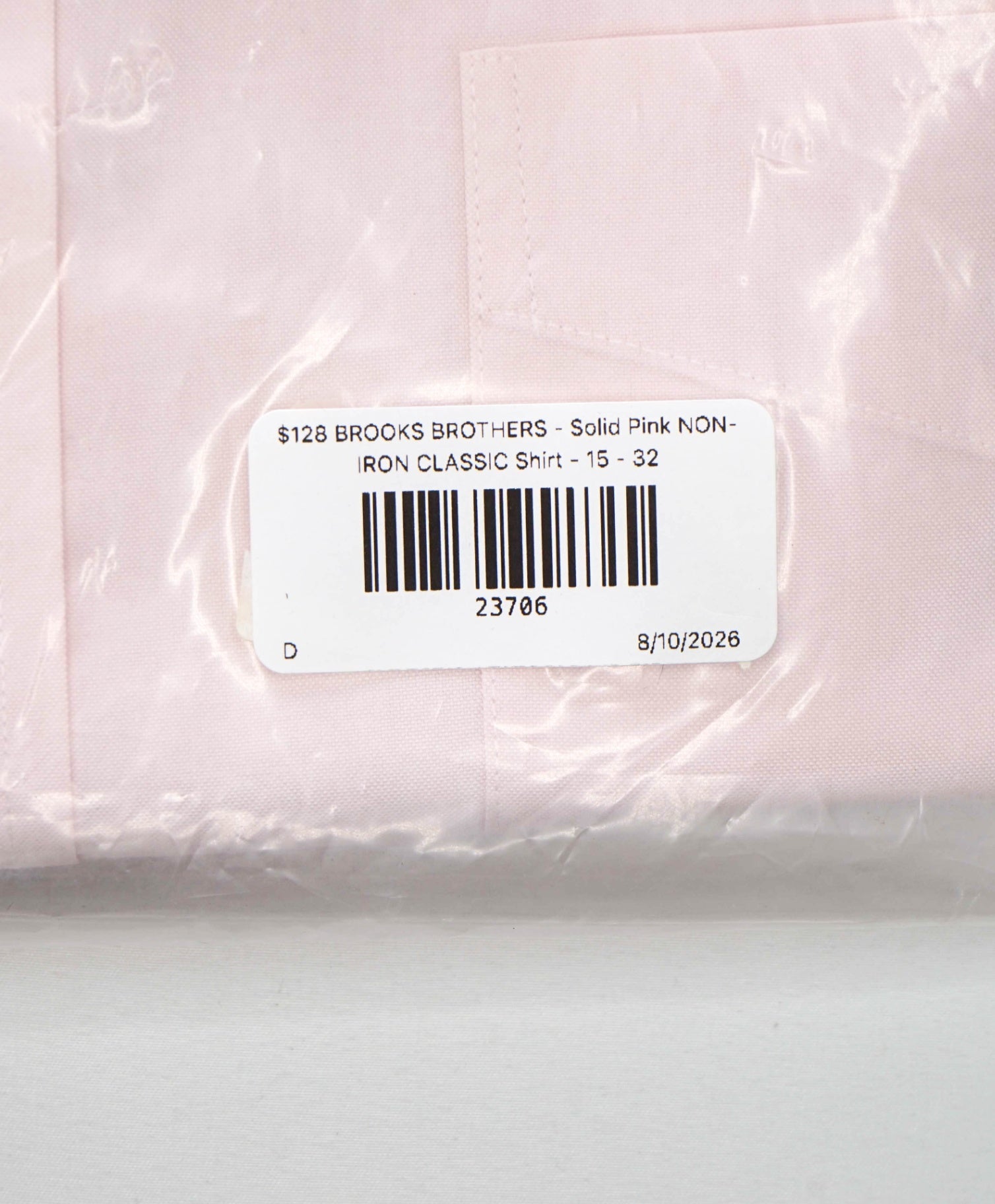 $128 BROOKS BROTHERS - Solid Pink NON-IRON CLASSIC Shirt - 15 - 32