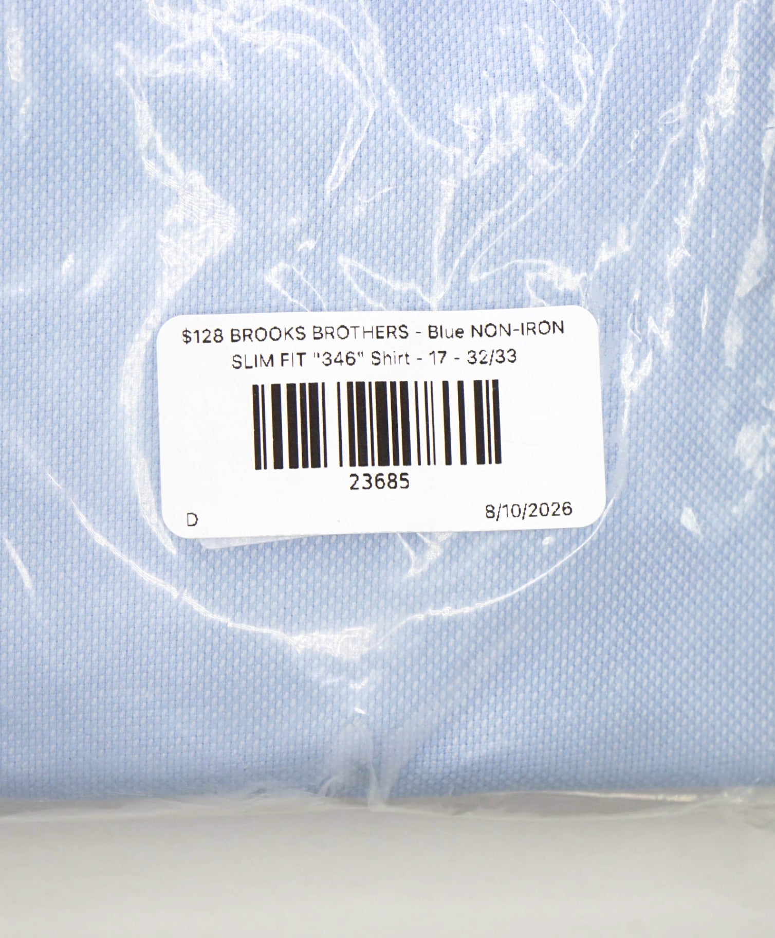 $128 BROOKS BROTHERS - Blue NON-IRON SLIM FIT "346" Shirt - 17 - 32/33