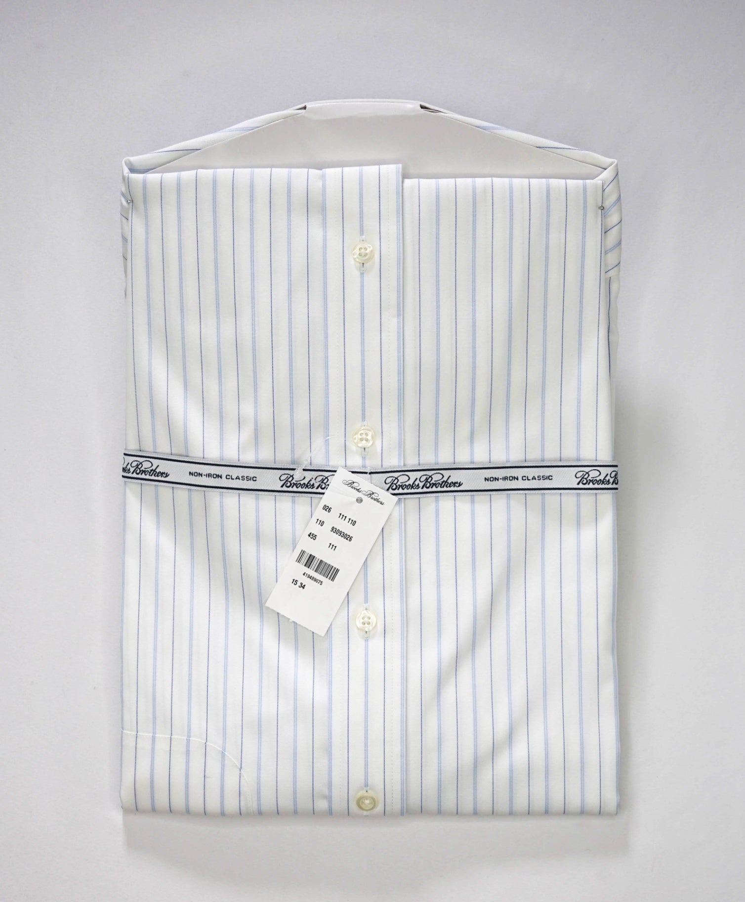 $128 BROOKS BROTHERS - Blue Stripe NON-IRON CLASSIC Shirt - 15 - 34