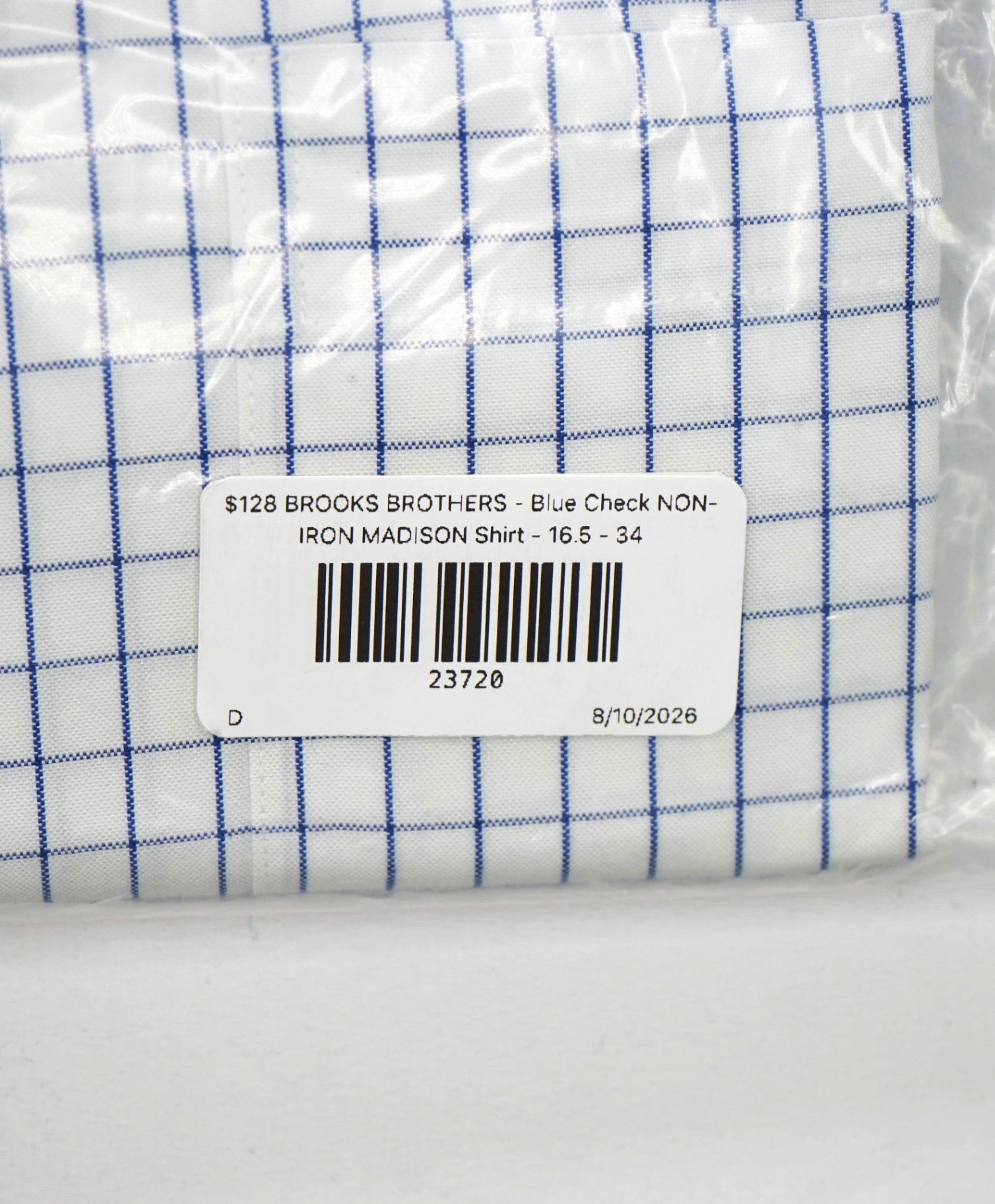 $128 BROOKS BROTHERS - Blue Check NON-IRON MADISON Shirt - 16.5 - 34