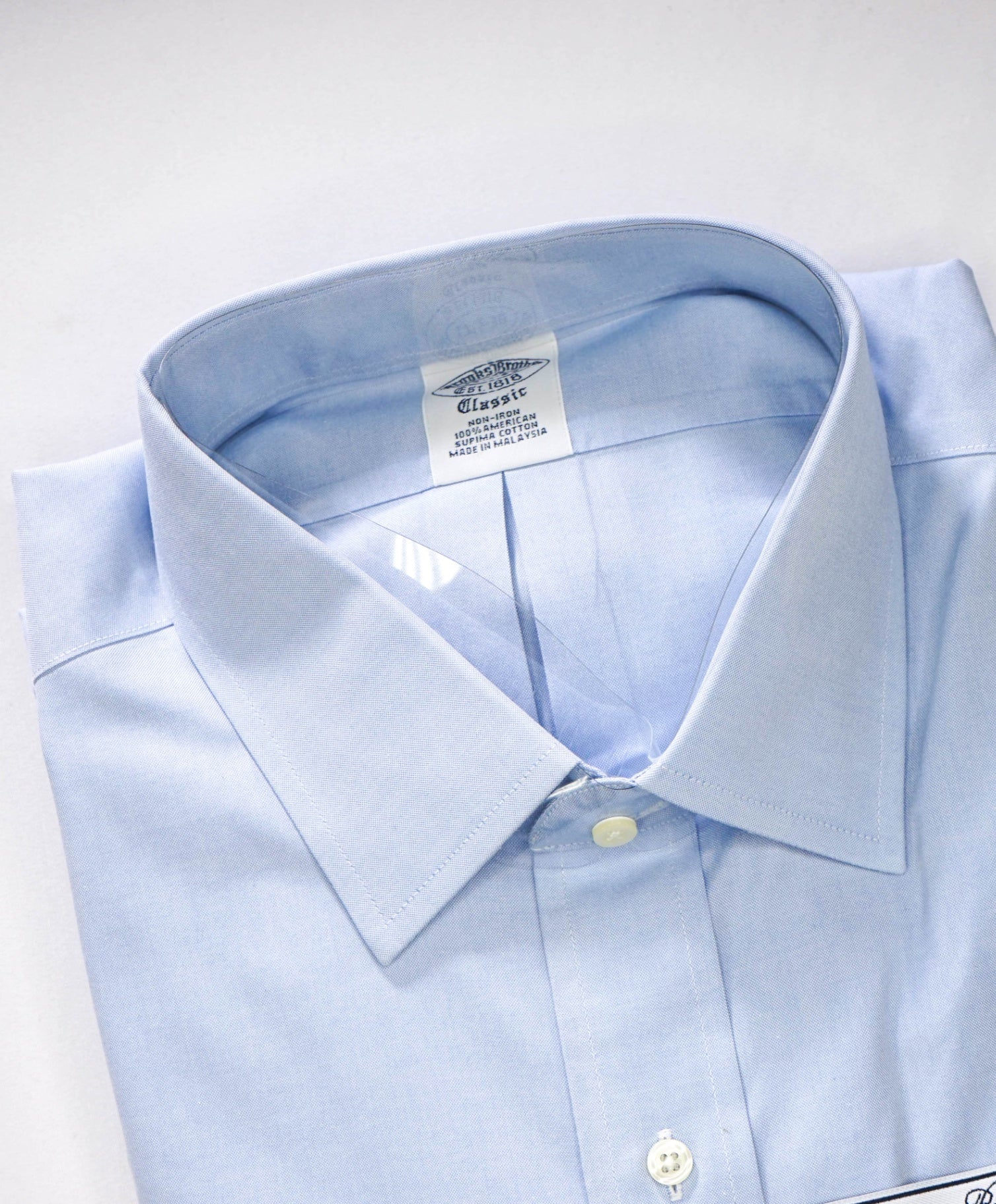$128 BROOKS BROTHERS - Blue NON-IRON CLASSIC Shirt - 17.5 - 38
