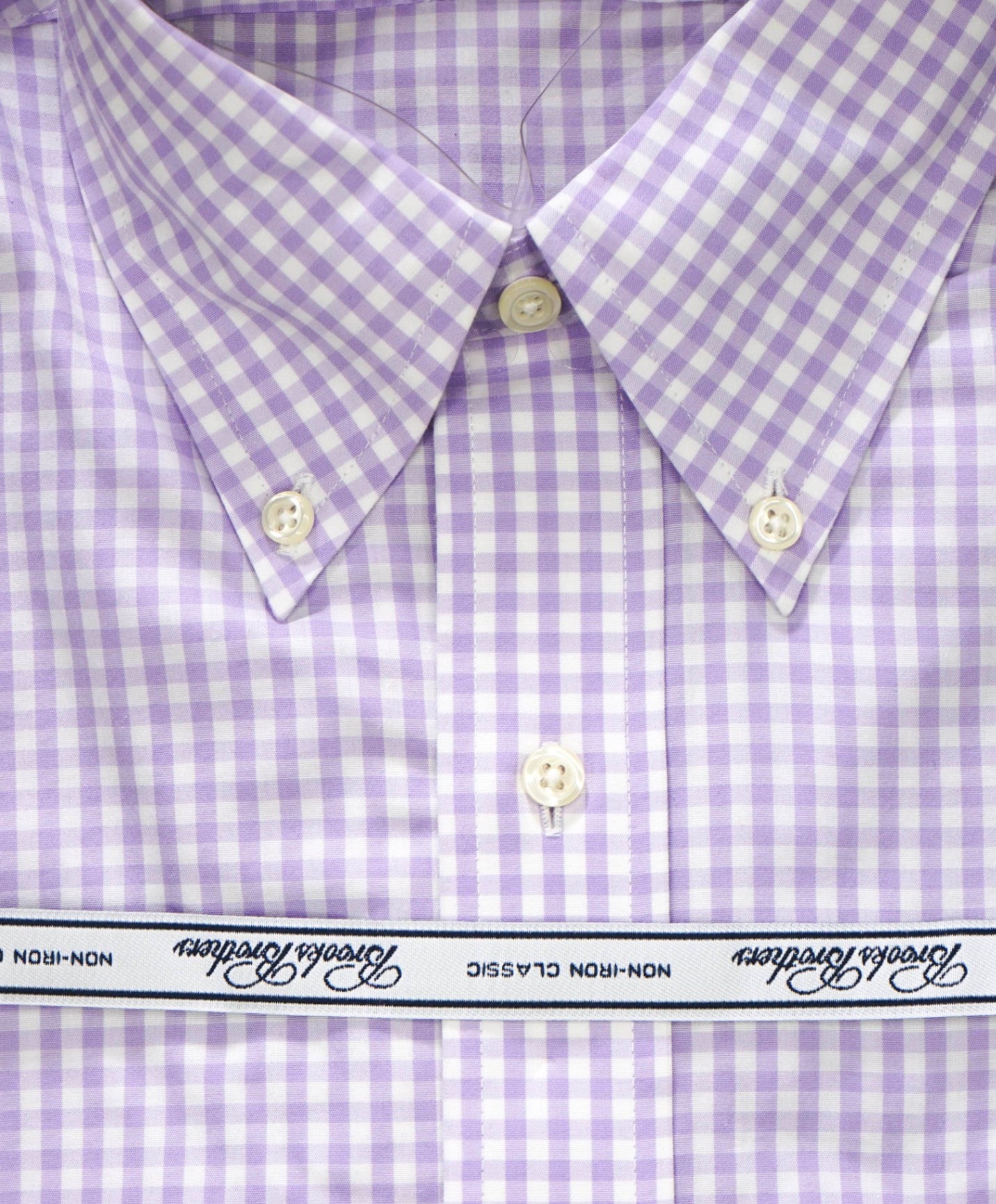 $128 BROOKS BROTHERS - Purple Gingham NON-IRON CLASSIC Shirt - 16 - 33