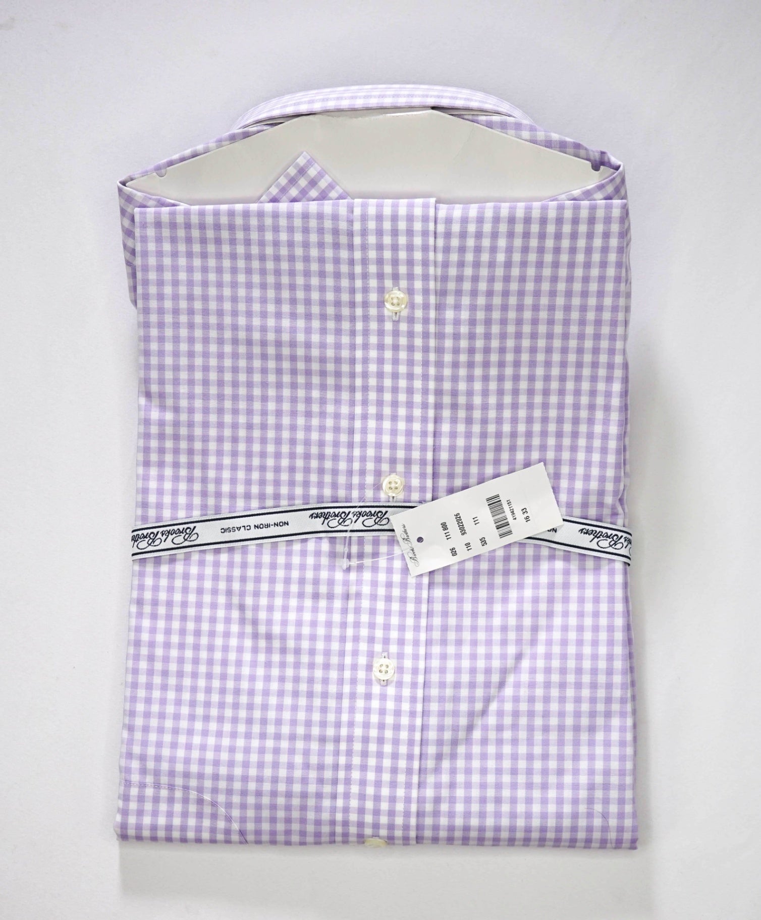 $128 BROOKS BROTHERS - Purple Gingham NON-IRON CLASSIC Shirt - 16 - 33