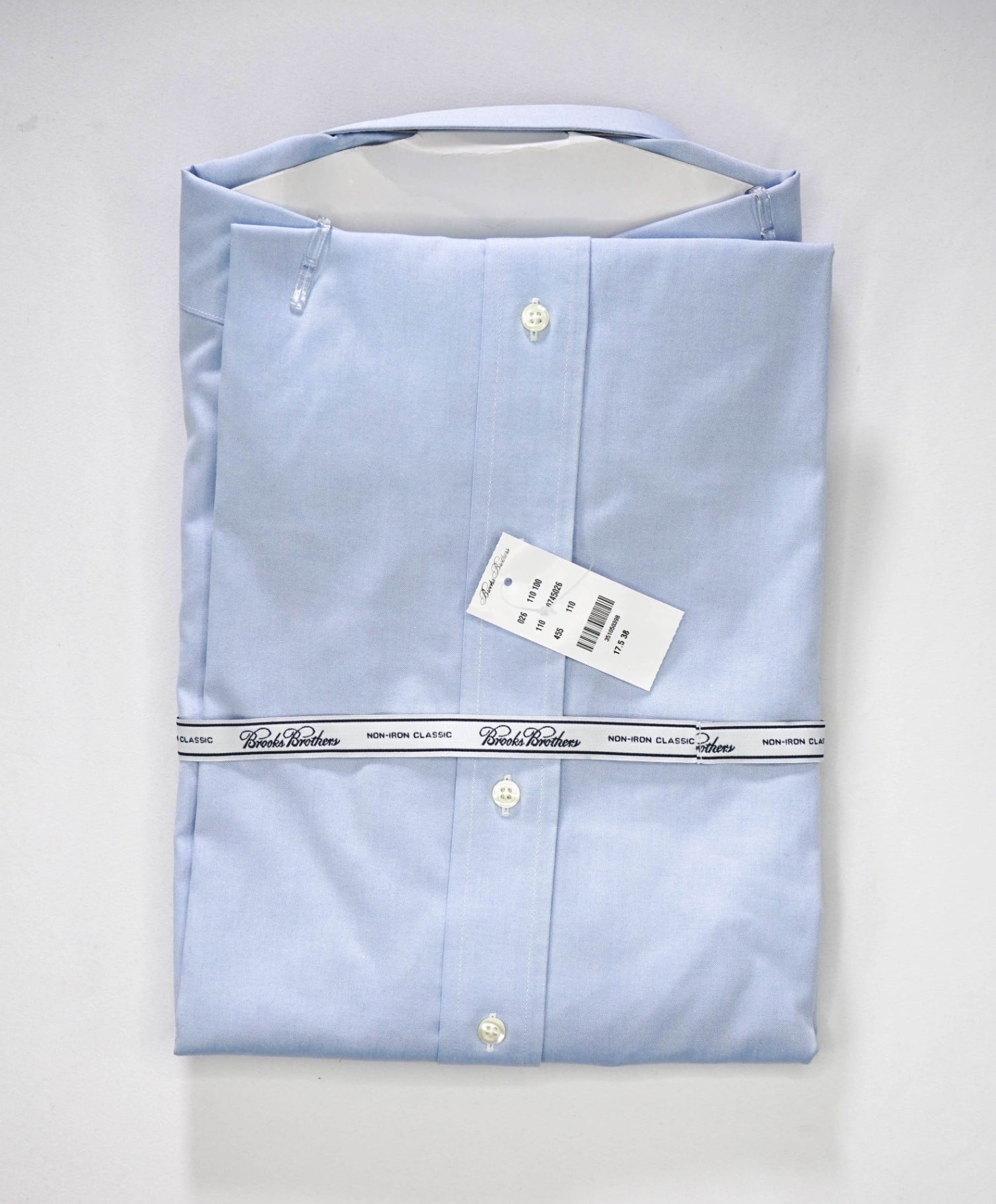 $128 BROOKS BROTHERS - Blue NON-IRON CLASSIC Shirt - 17.5 - 38