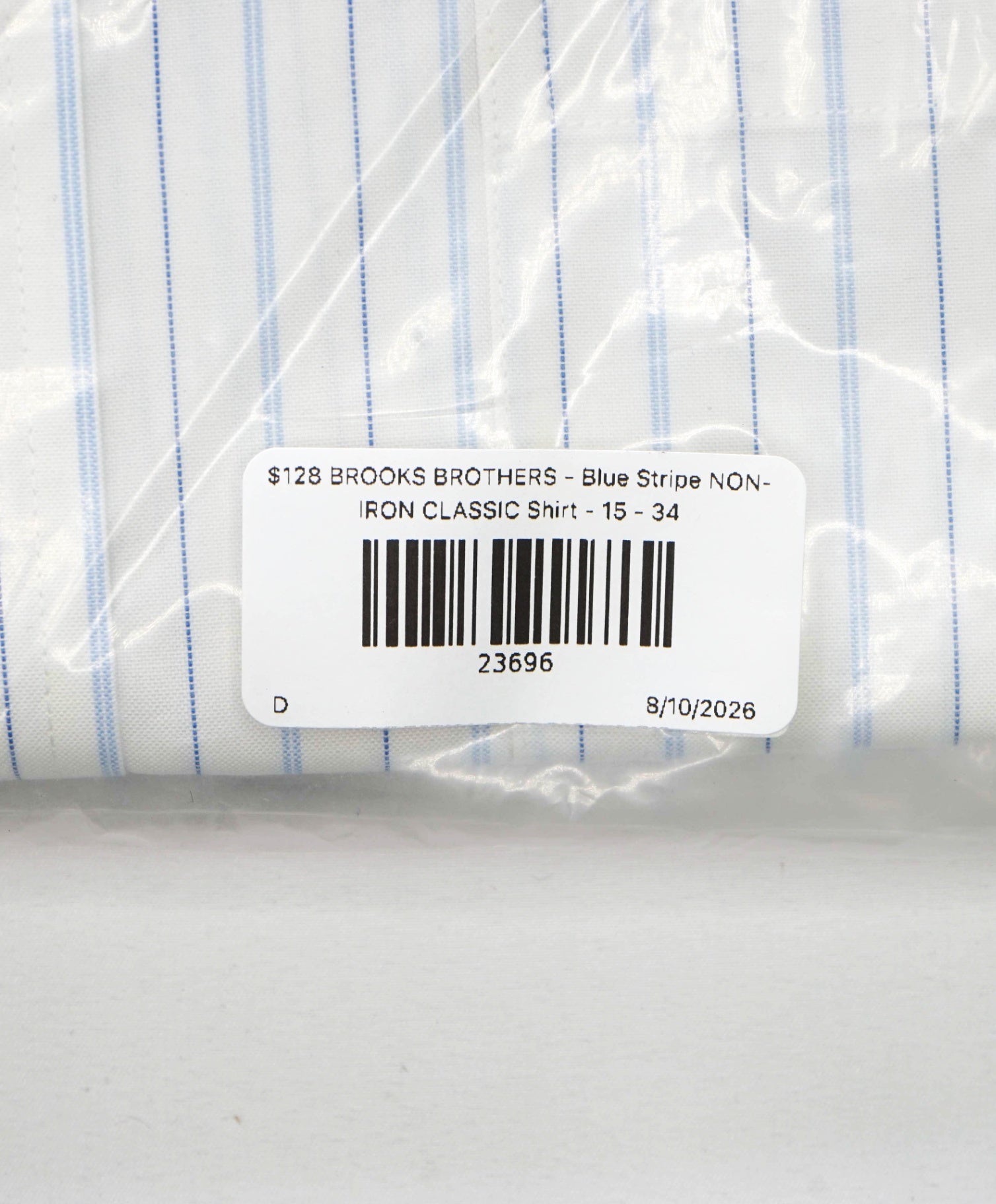 $128 BROOKS BROTHERS - Blue Stripe NON-IRON CLASSIC Shirt - 15 - 34