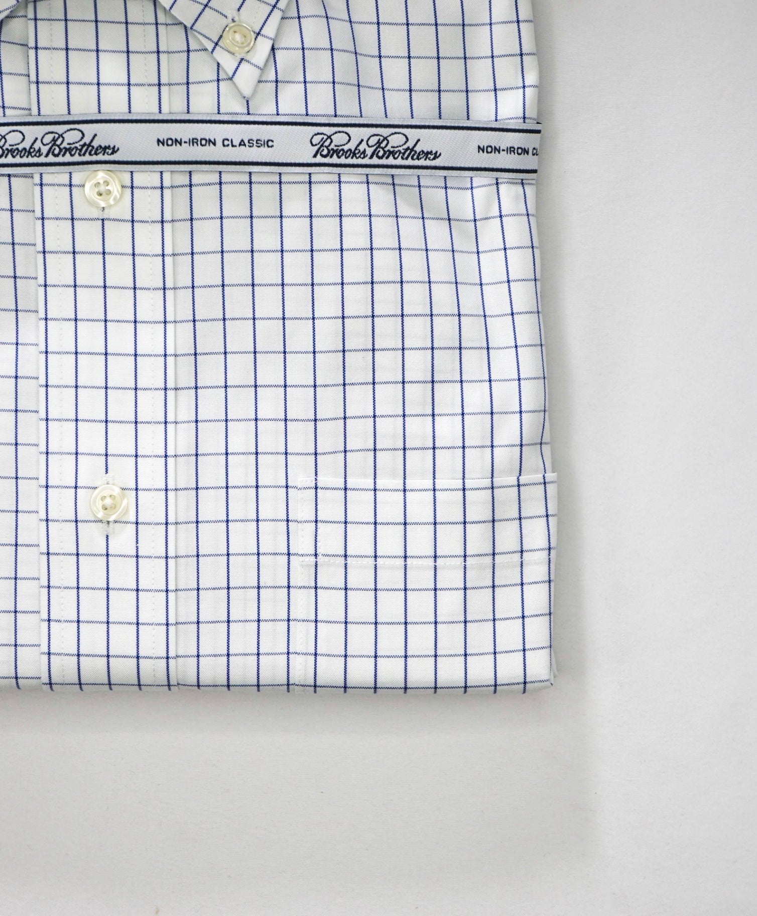 $128 BROOKS BROTHERS - Blue Check NON-IRON CLASSIC Shirt - 17.5 - 38