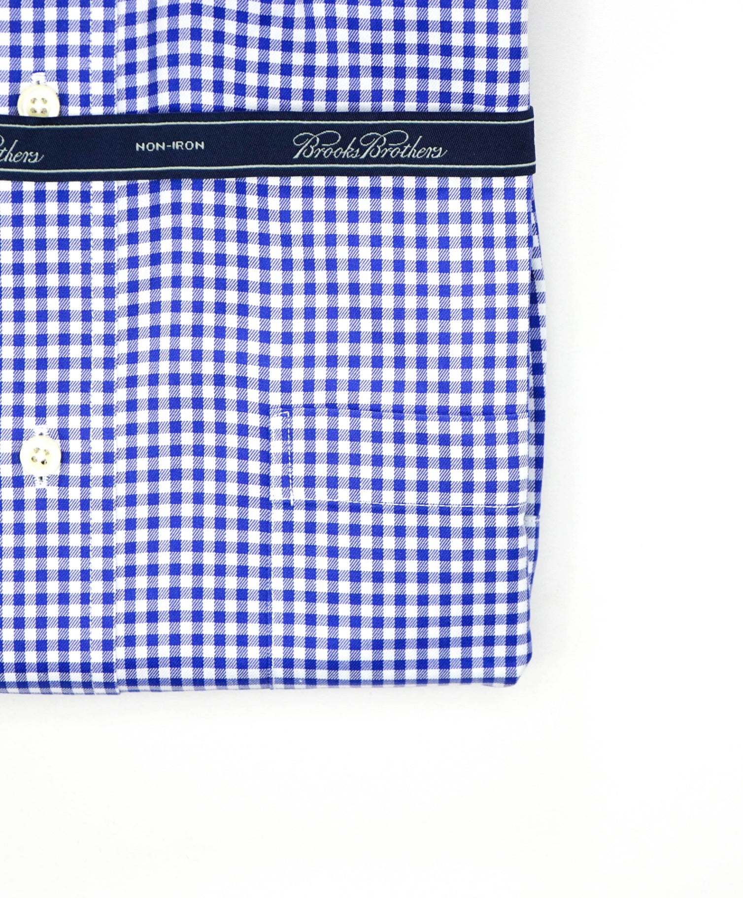 $128 BROOKS BROTHERS - Blue Gingham NON-IRON Shirt - 16 - 34