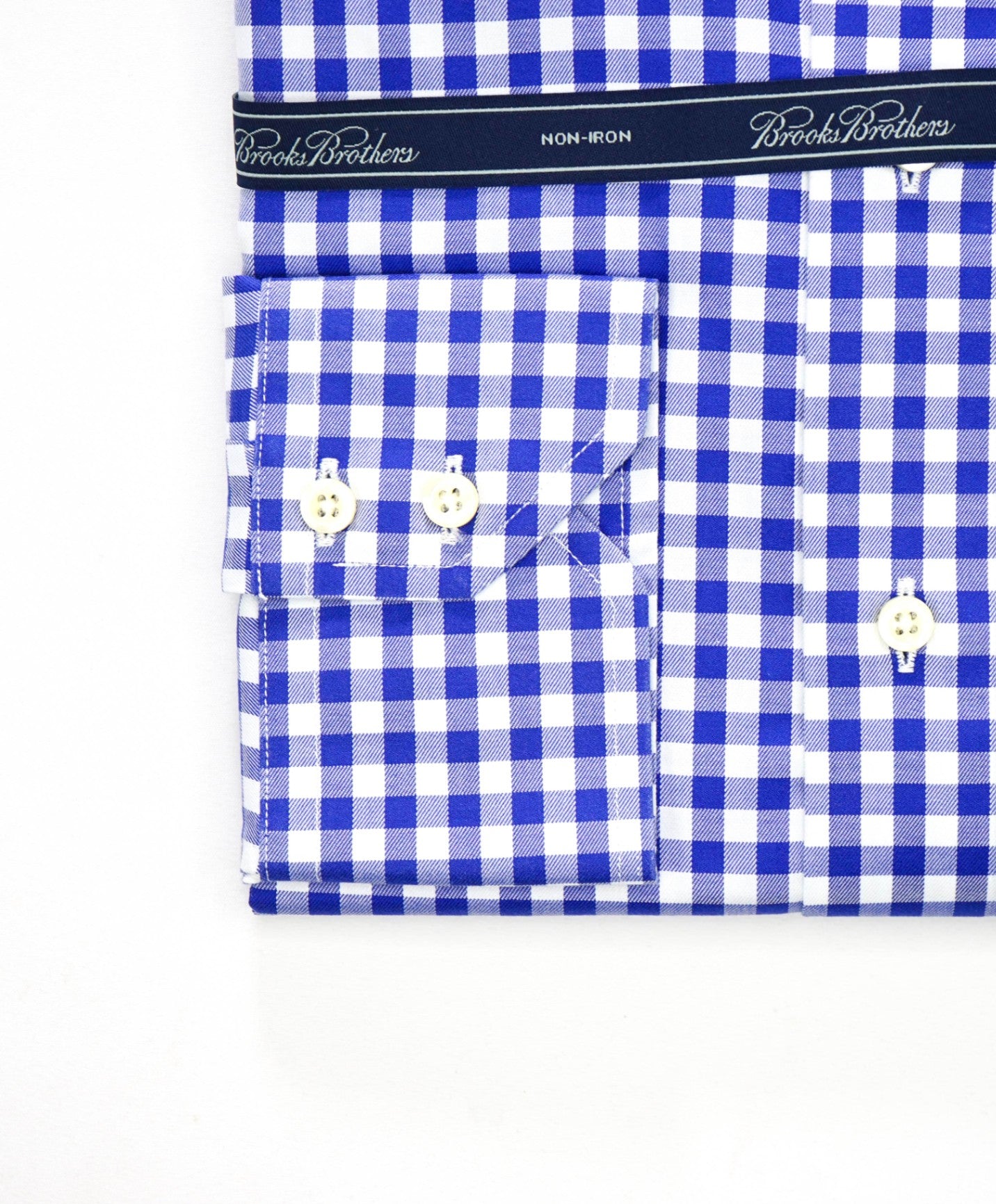 $128 BROOKS BROTHERS - Blue Gingham NON-IRON Shirt - 16 - 36