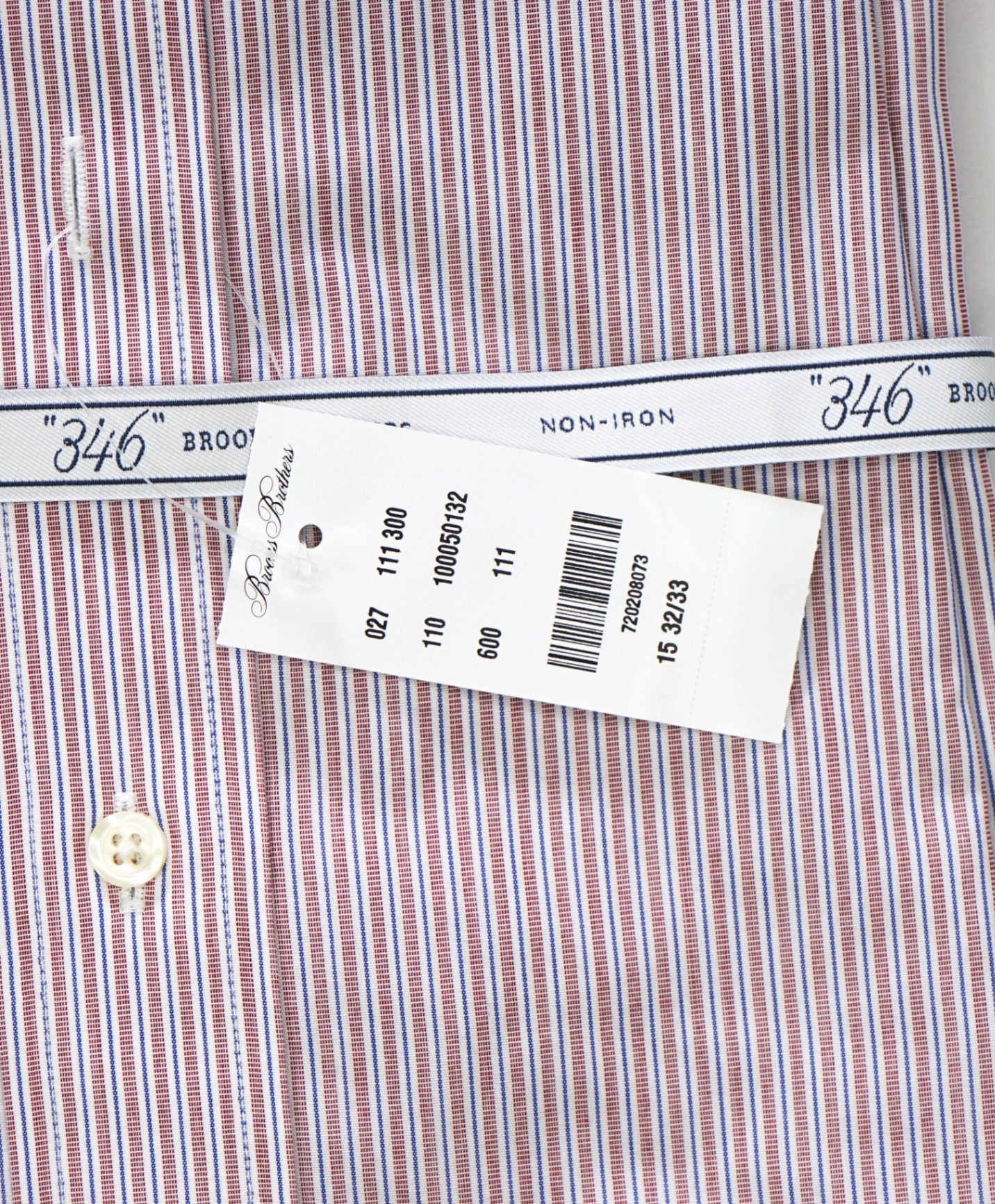 $128 BROOKS BROTHERS - Red/Blue Stripe NON-IRON EXTRA SLIM FIT "346" Shirt - 15 - 32/33