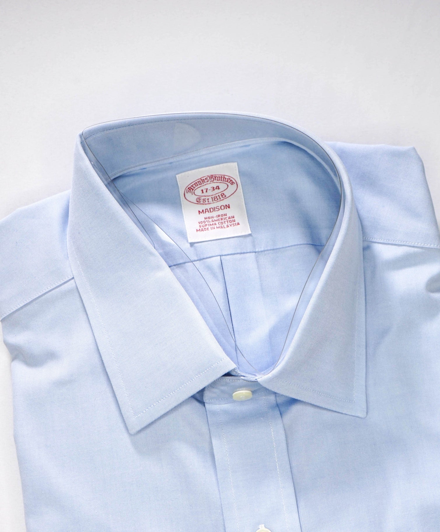 $128 BROOKS BROTHERS - Blue NON-IRON MADISON Shirt - 17 - 34