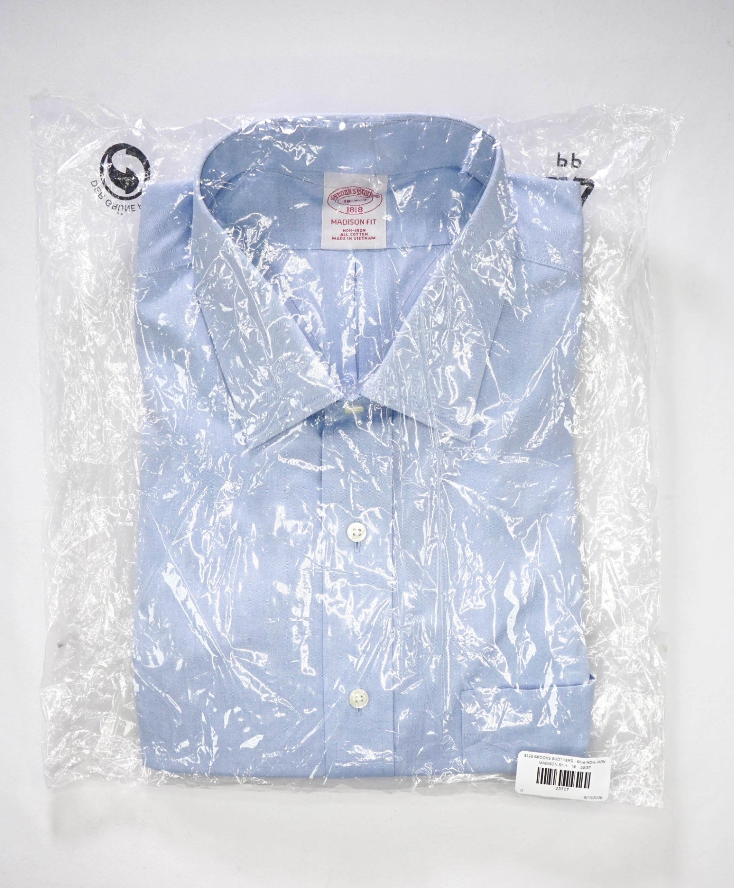 $128 BROOKS BROTHERS - Blue NON-IRON MADISON Shirt - 18 - 36/37