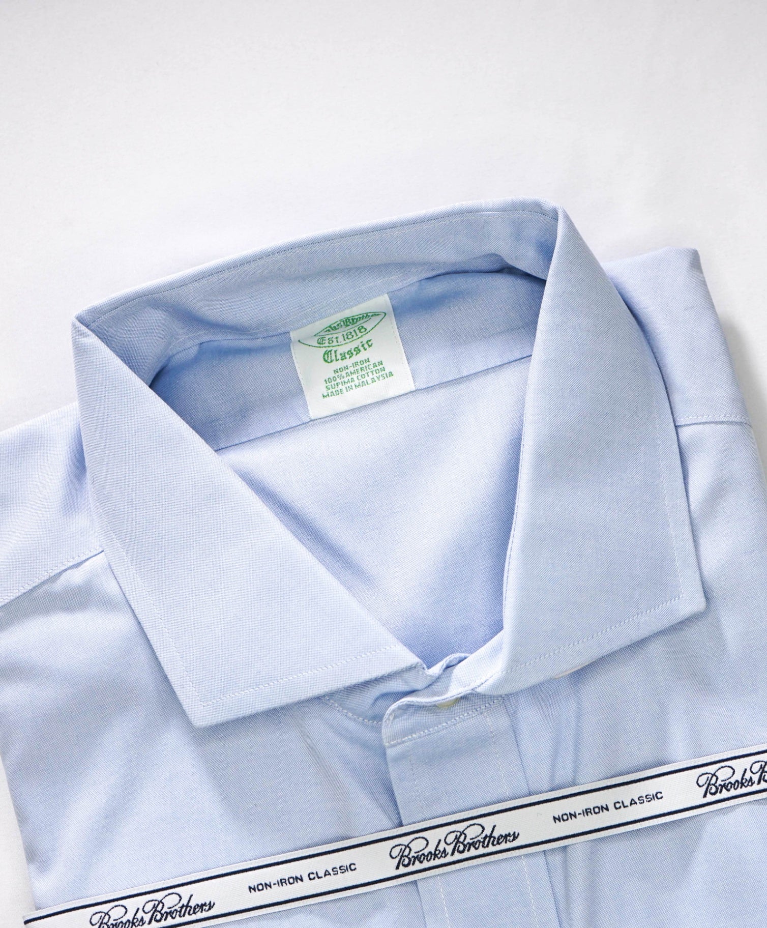$128 BROOKS BROTHERS - Blue NON-IRON CLASSIC Shirt - 18 - 36
