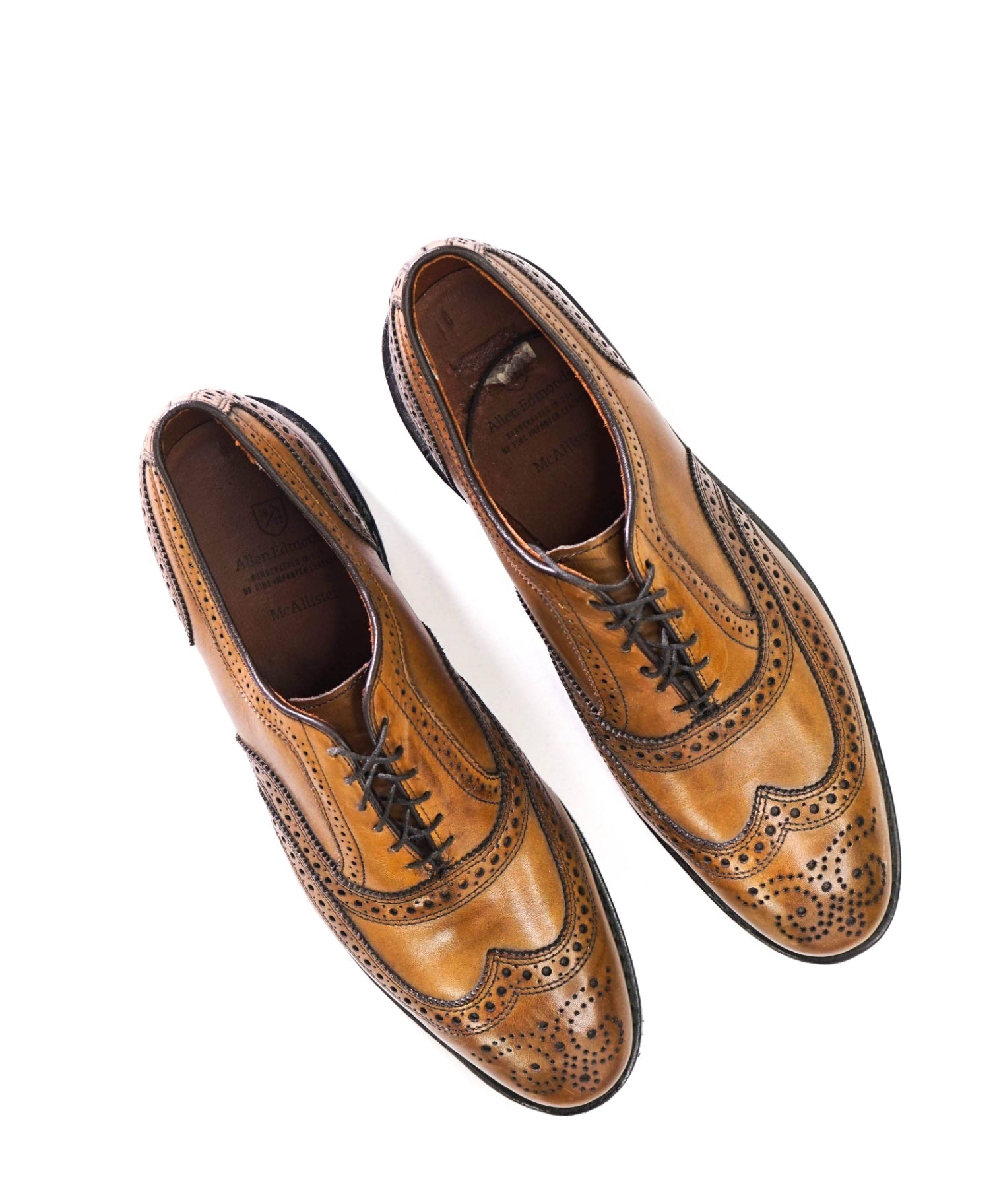 $450 ALLEN EDMONDS - Brown Leather Wingtip Oxfords - 10.5