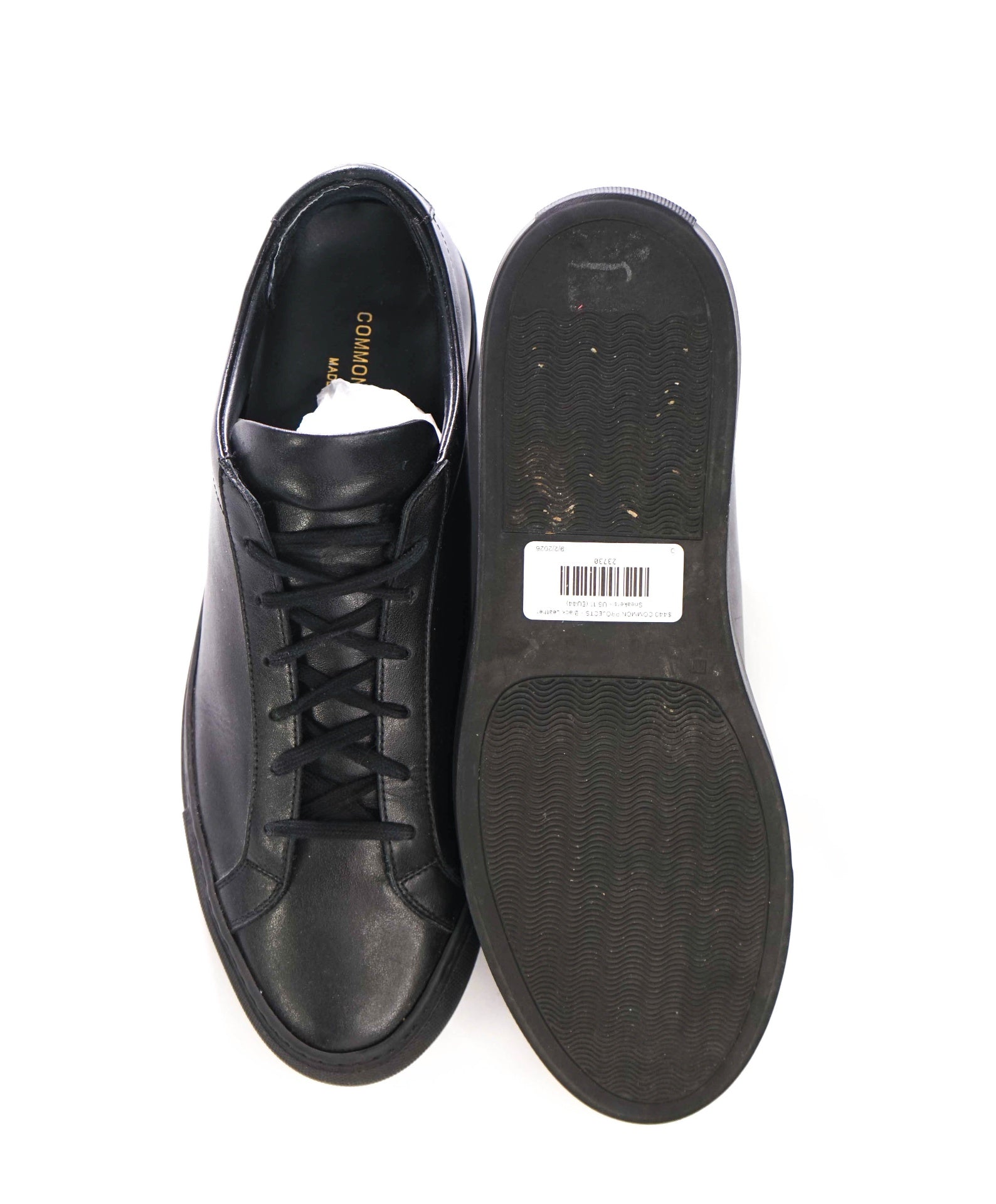$440 COMMON PROJECTS - Black Leather Sneakers - US 11 (EU44)