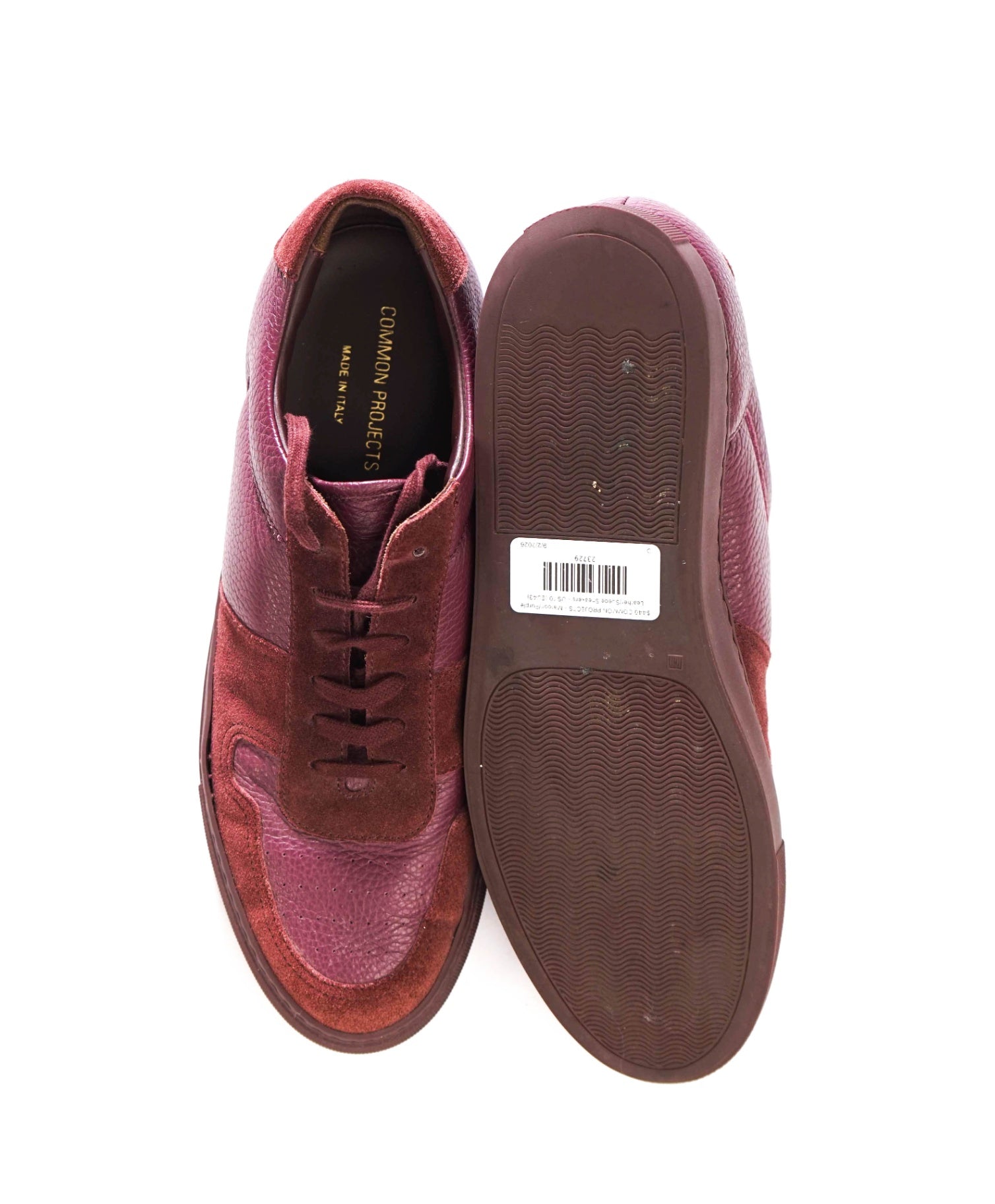 $440 COMMON PROJECTS - Burgundy Leather/Suede Sneakers - US 10 (EU43)
