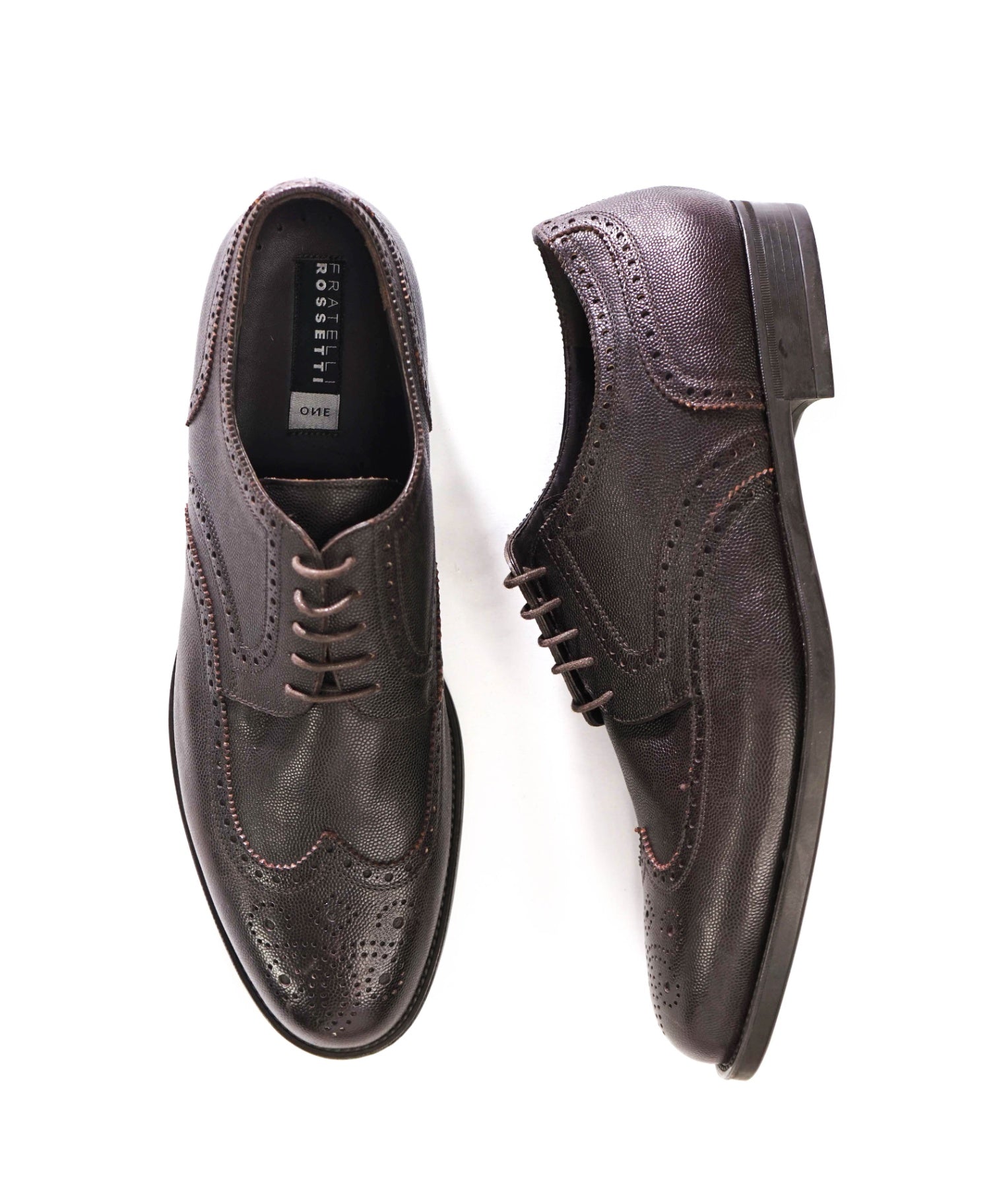 $700 FRATELLI ROSSETTI - Brown Pebble Leather Derby - US 11 (UK10)