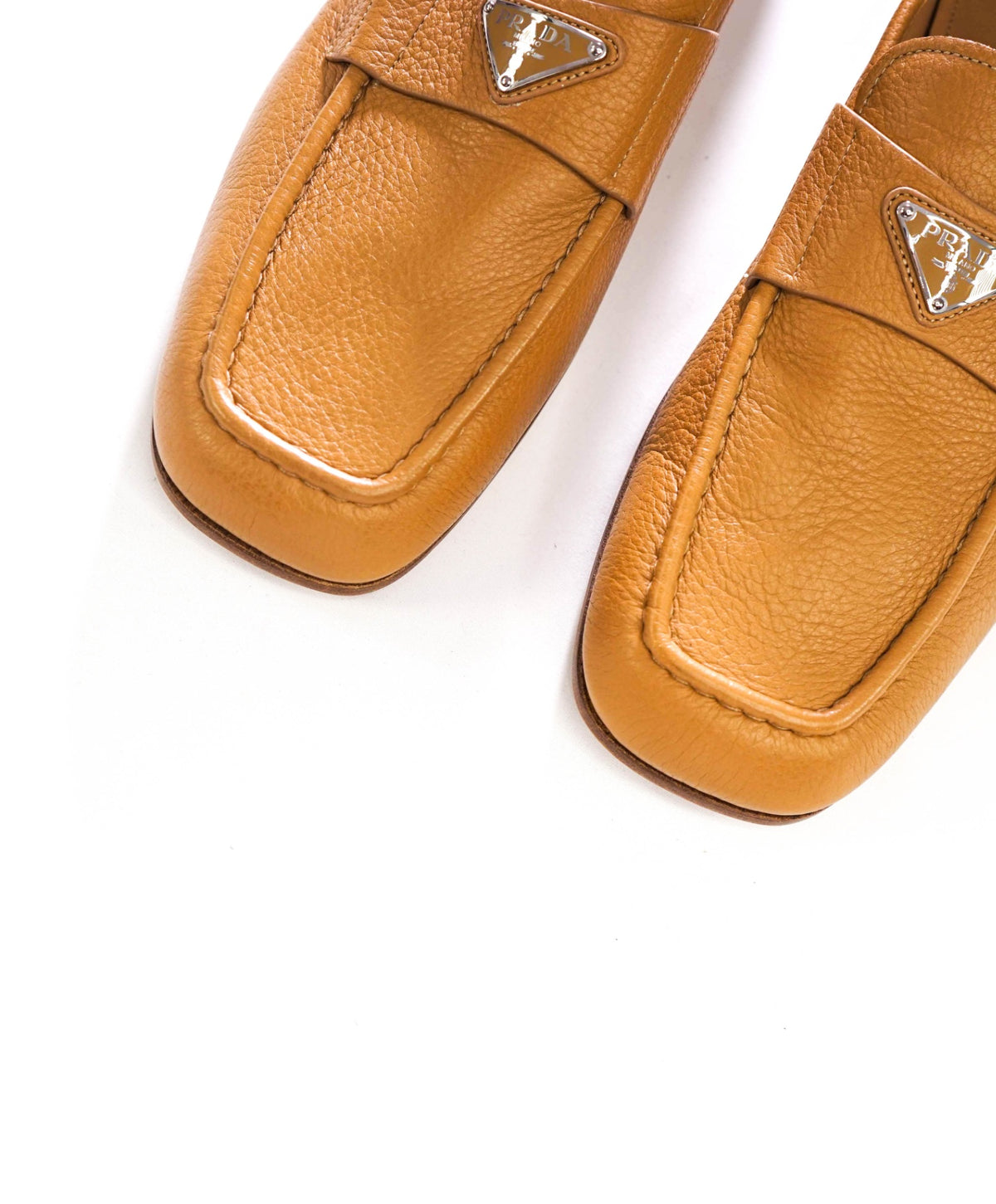 $1,290 PRADA - Light Brown Pebble Leather Loafers - US 11.5 (UK10.5)