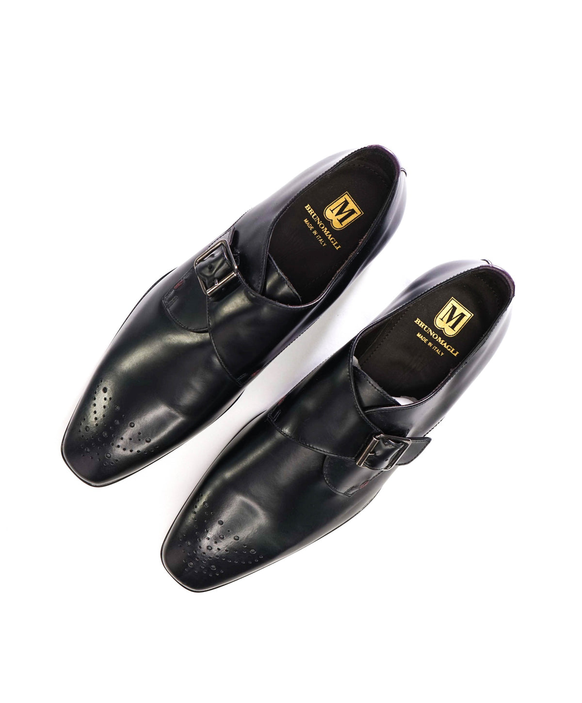 $425 BRUNO MAGLI - Black Leather Single Monk - 12