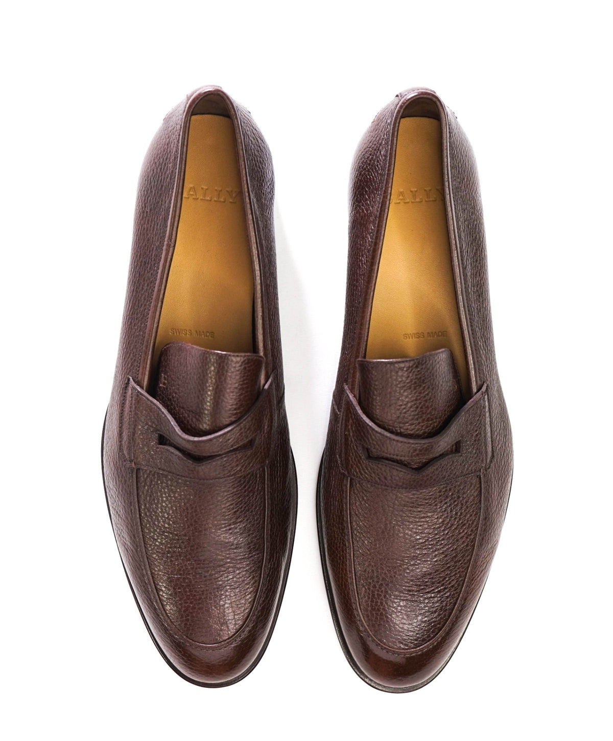 $750 BALLY - Brown Pebble Leather Loafers - US 12 (11UK)