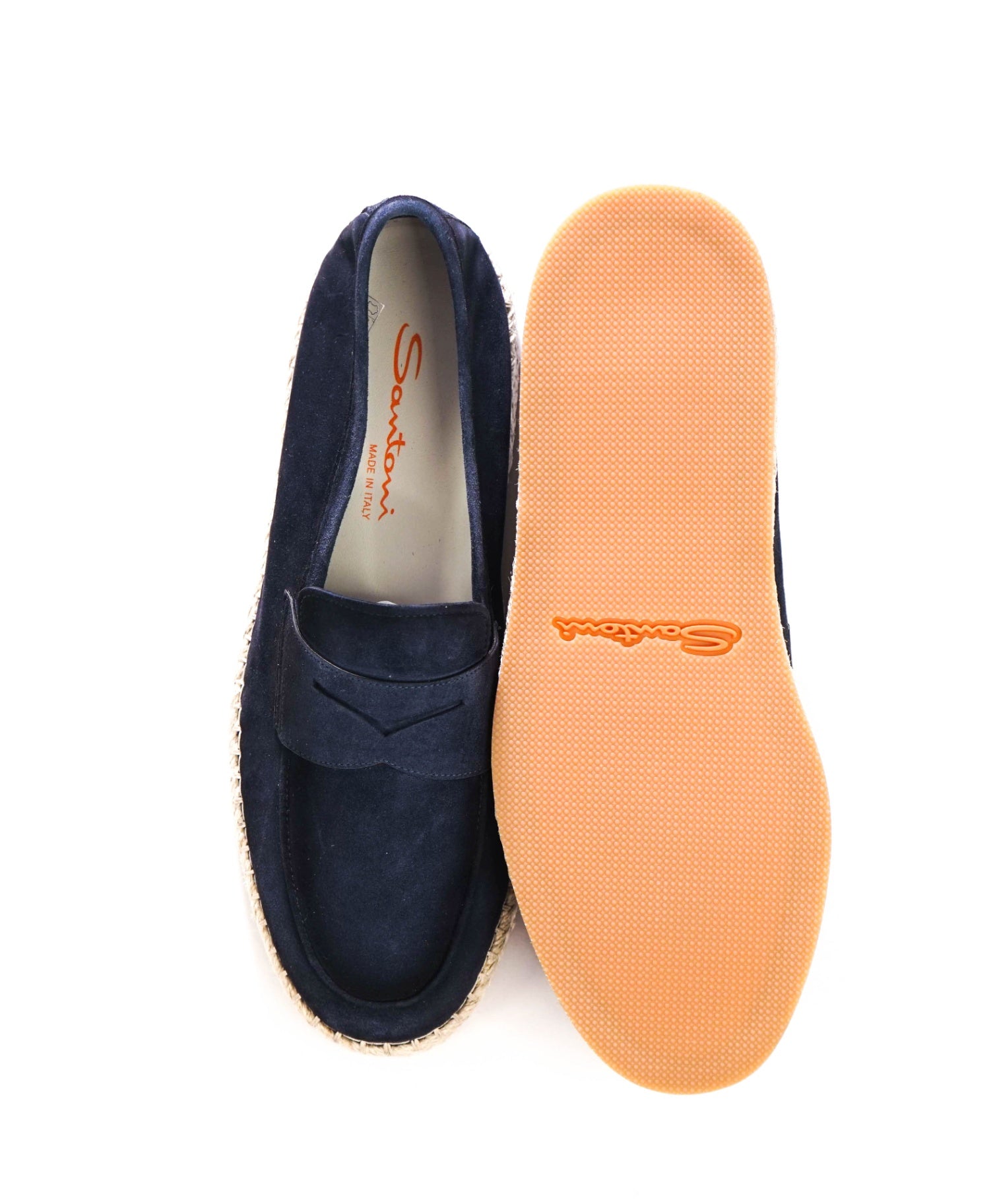 $890 SANTONI - Blue Suede CARLO Loafers - US 9 (8UK)