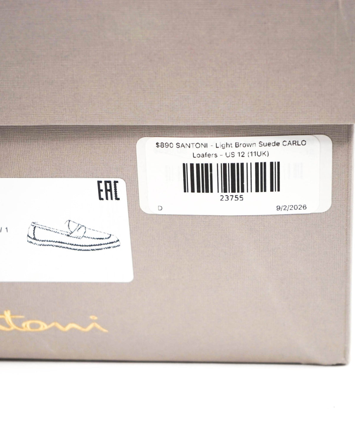$890 SANTONI - Light Brown Suede CARLO Loafers - US 12 (11UK)