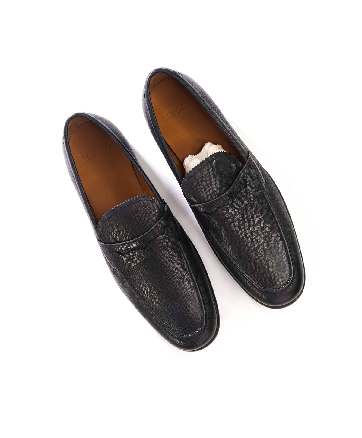 $750 BALLY - Black Pebble Leather Penny Loafers - US 13 (12UK)