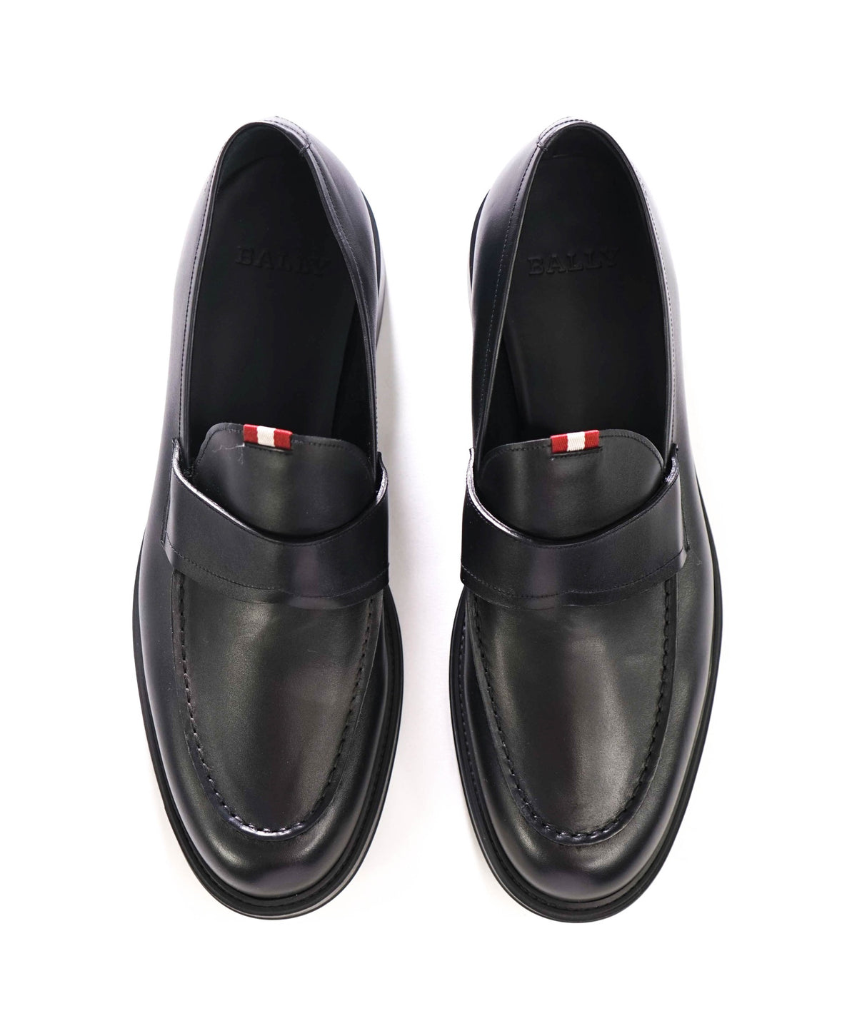 $615 BALLY - Black Leather Loafers - US 12 (11UK)